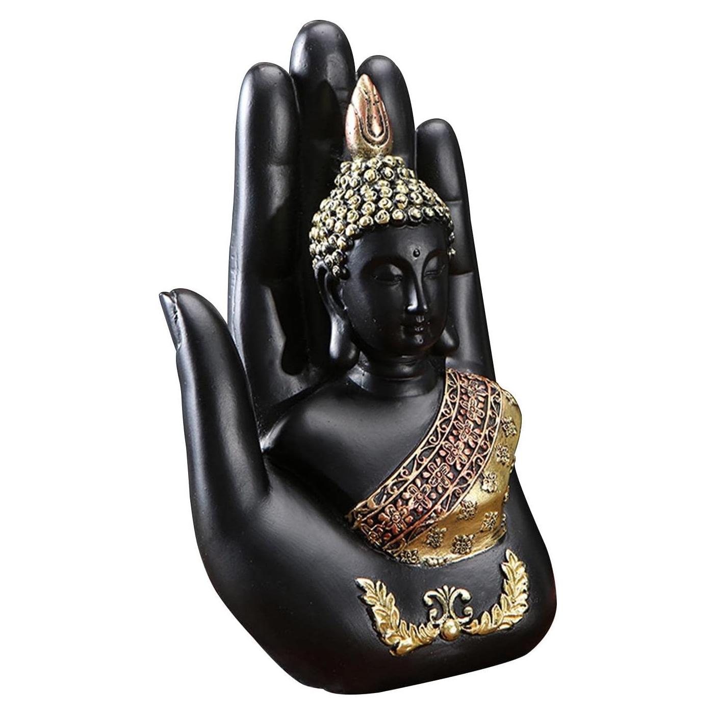 Estatua de Buda Tailandés Meditando en Resina Negra 18cm