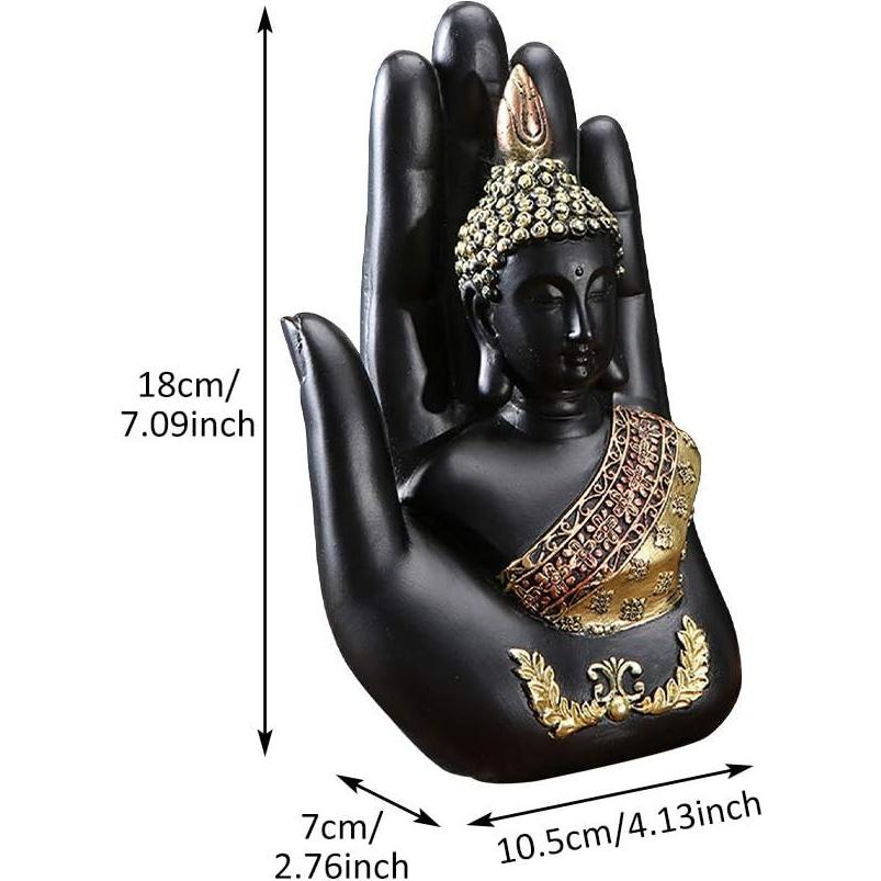 Estatua de Buda Tailandés Meditando en Resina Negra 18cm