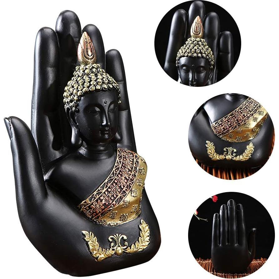 Estatua de Buda Tailandés Meditando en Resina Negra 18cm