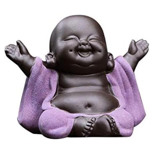 Estatua de Buda Bebé de Cerámica Kingzhuo 6.8 cm Púrpura