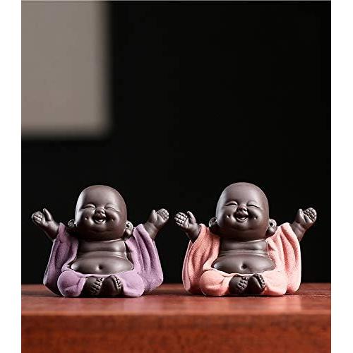 Estatua de Buda Bebé de Cerámica Kingzhuo 6.8 cm Púrpura