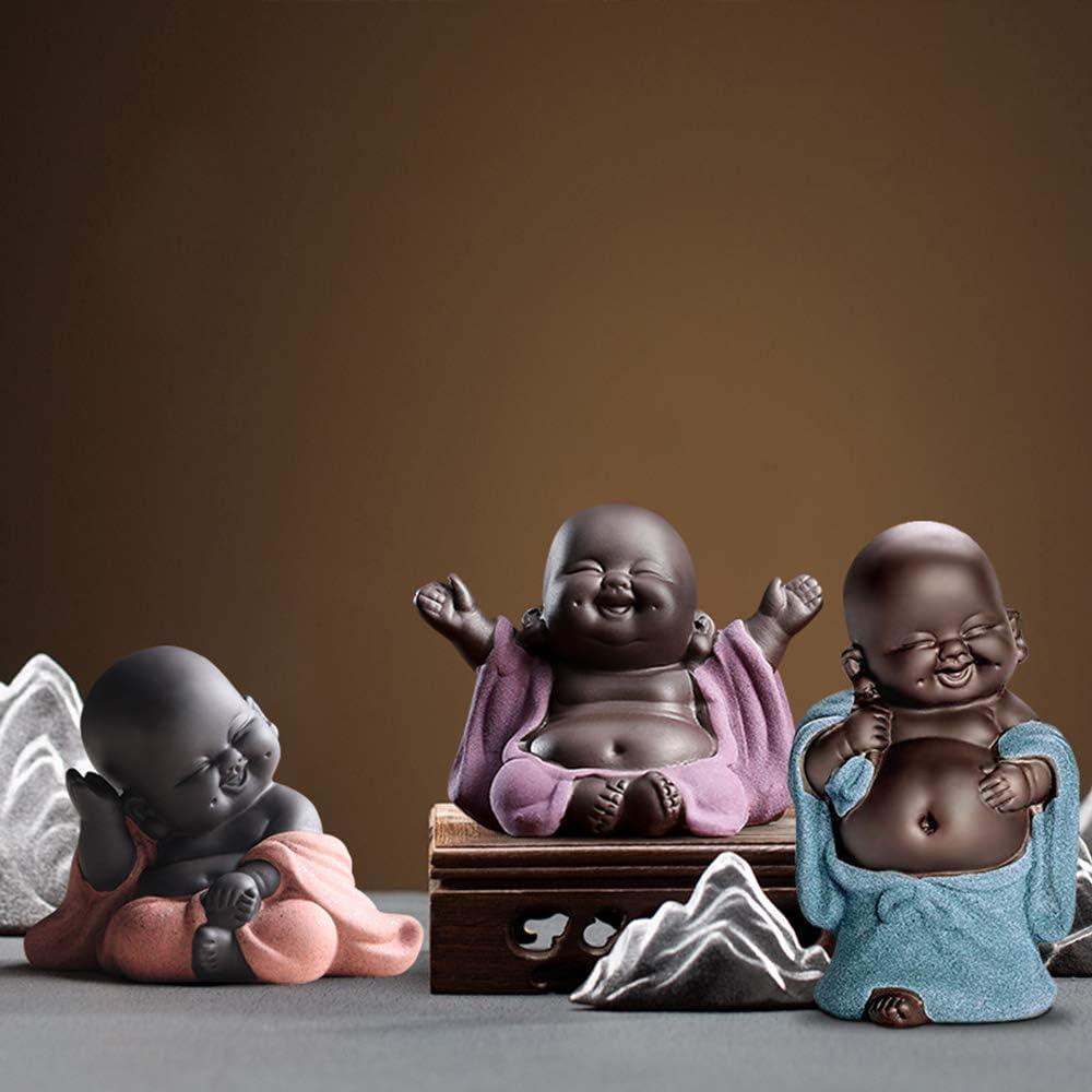 Estatua de Buda Bebé de Cerámica Kingzhuo 6.8 cm Púrpura