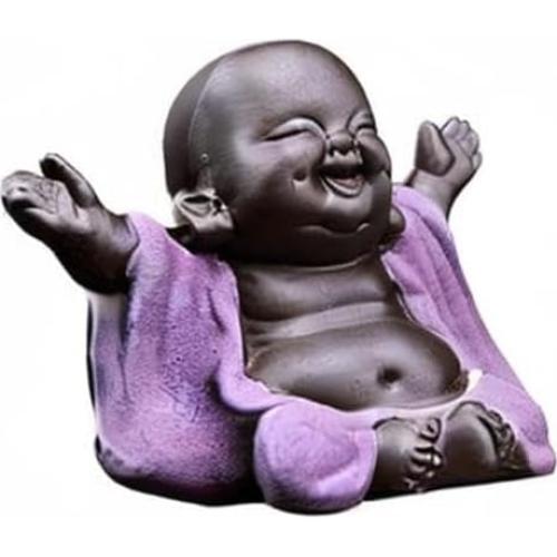 Estatua de Buda Bebé de Cerámica Kingzhuo 6.8 cm Púrpura