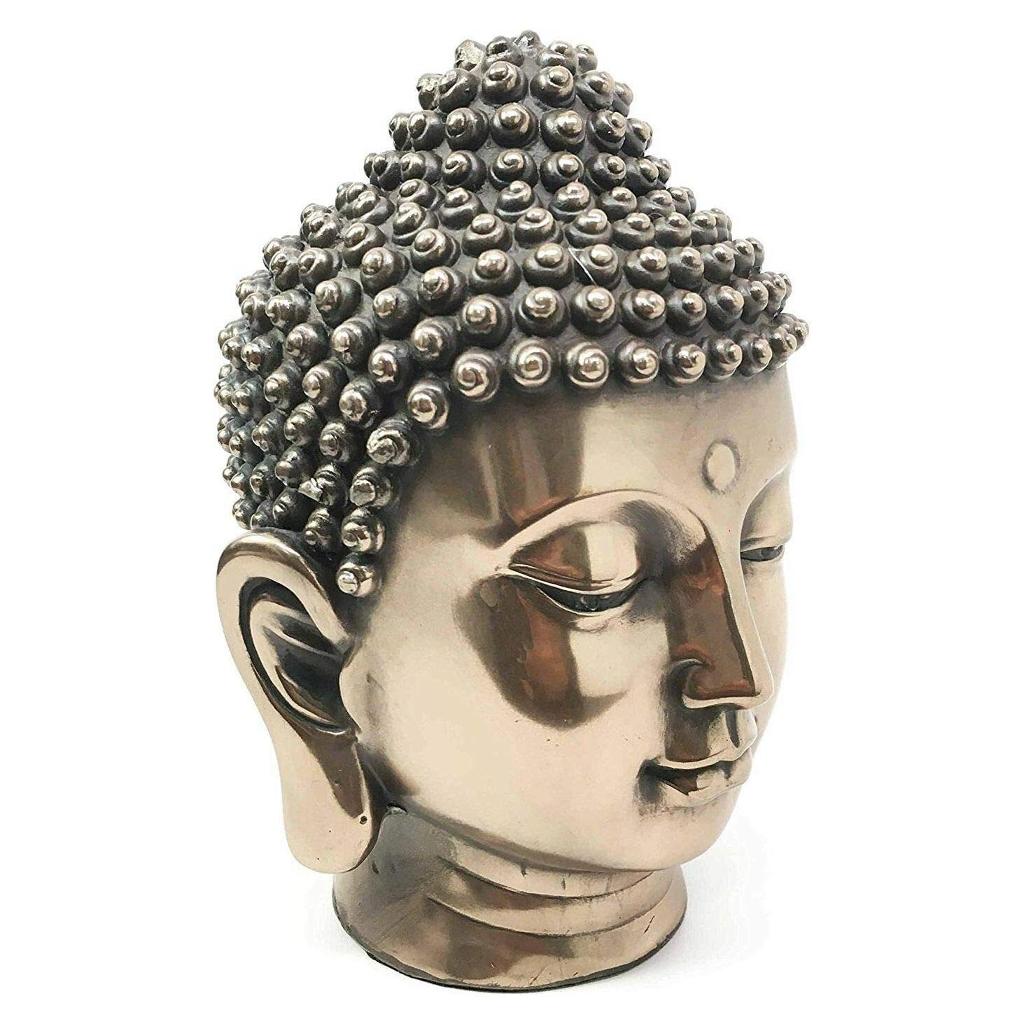 Estatua de Cabeza de Buda en Bronce PTC 10.8x11.4x16.5 cm