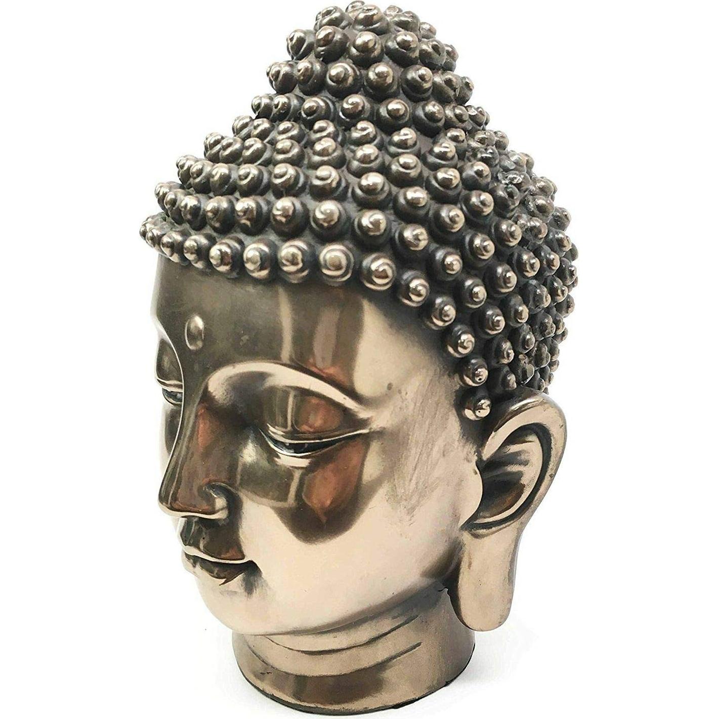 Estatua de Cabeza de Buda en Bronce PTC 10.8x11.4x16.5 cm