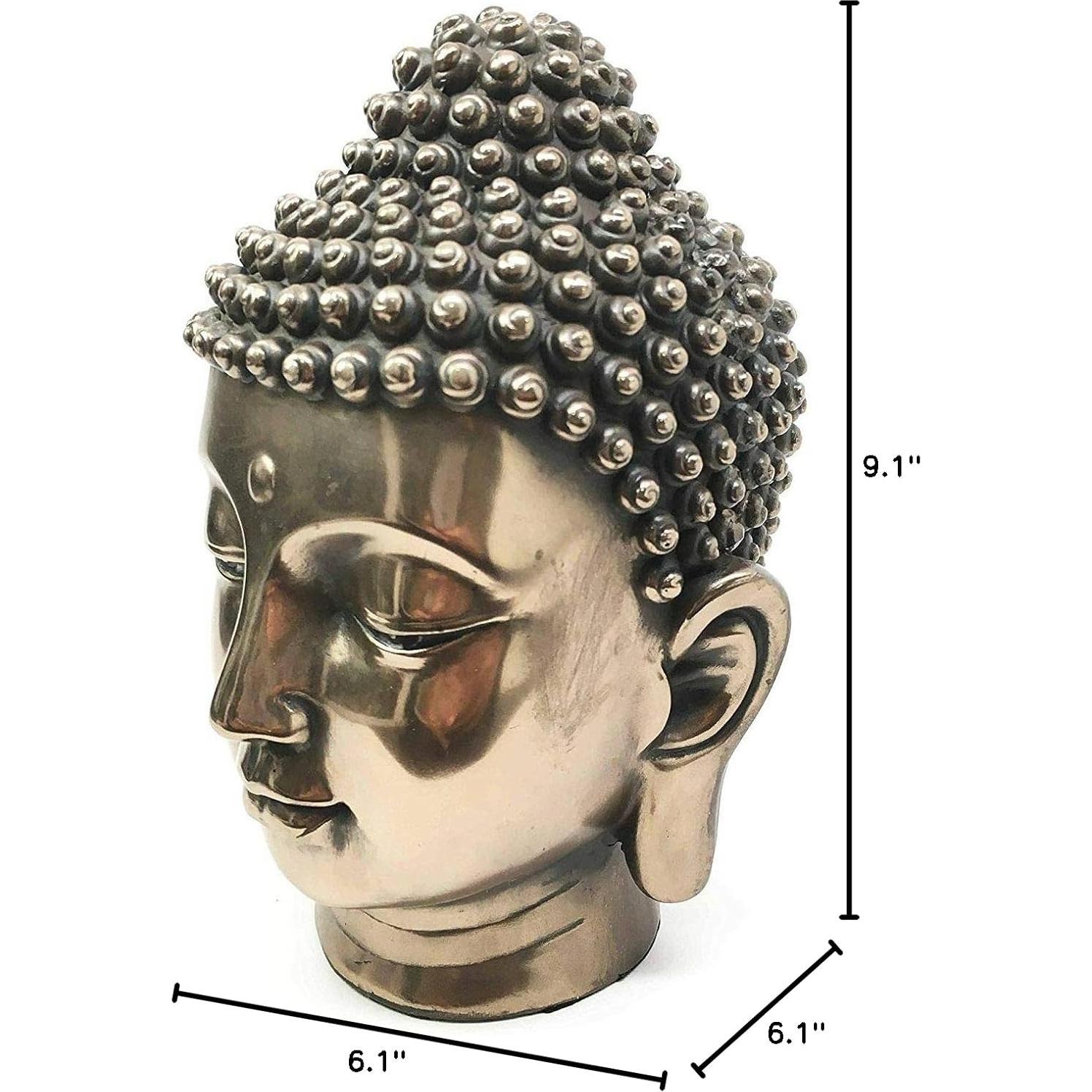 Estatua de Cabeza de Buda en Bronce PTC 10.8x11.4x16.5 cm