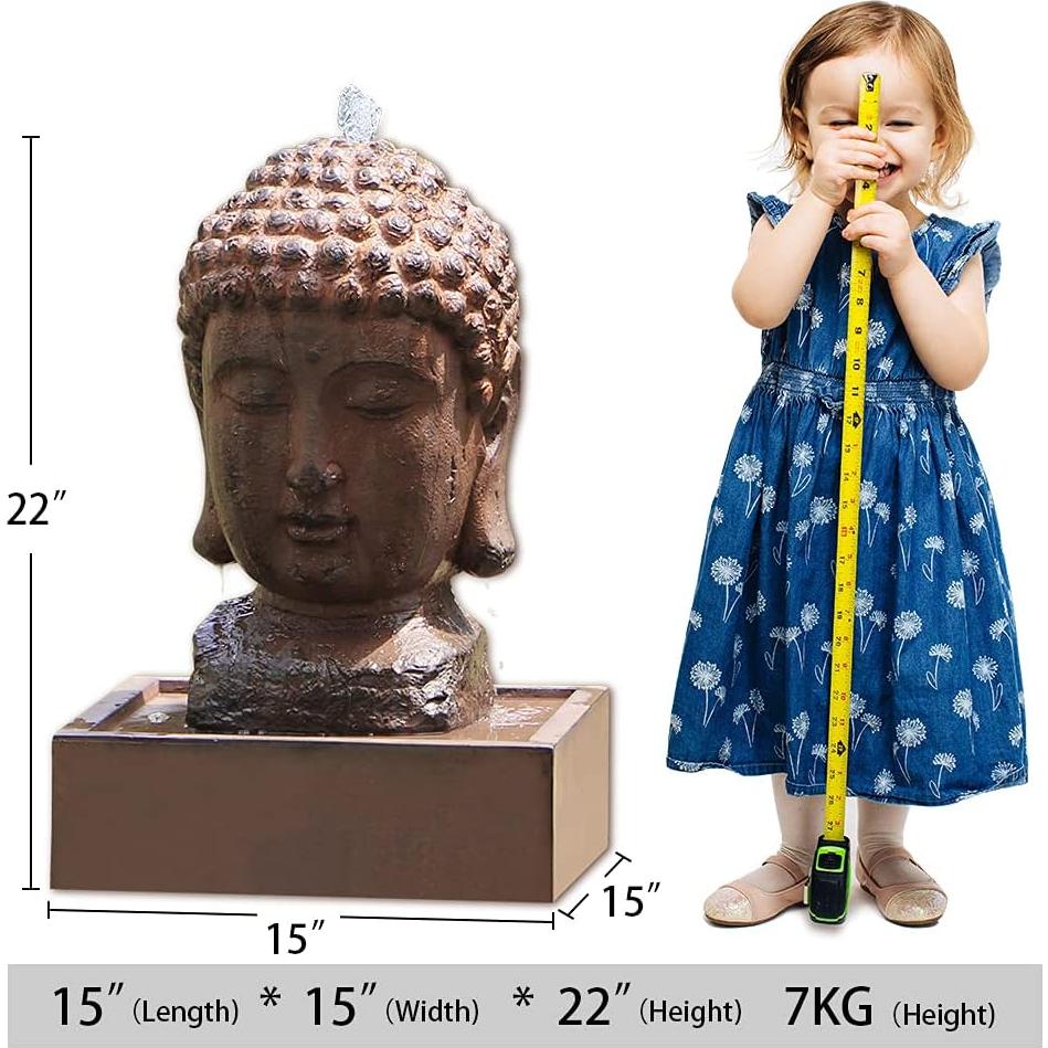 Fuente de Agua Buda Grande SAC 56 cm Fibra de Vidrio LED
