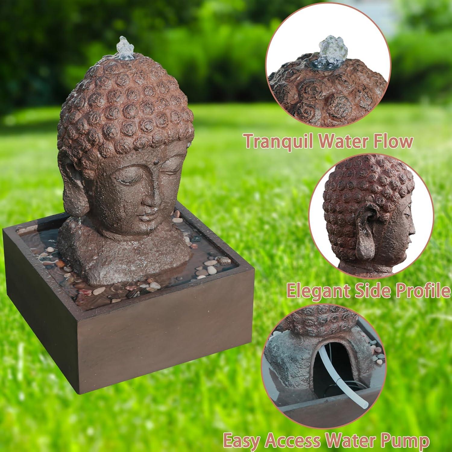 Fuente de Agua Buda Grande SAC 56 cm Fibra de Vidrio LED