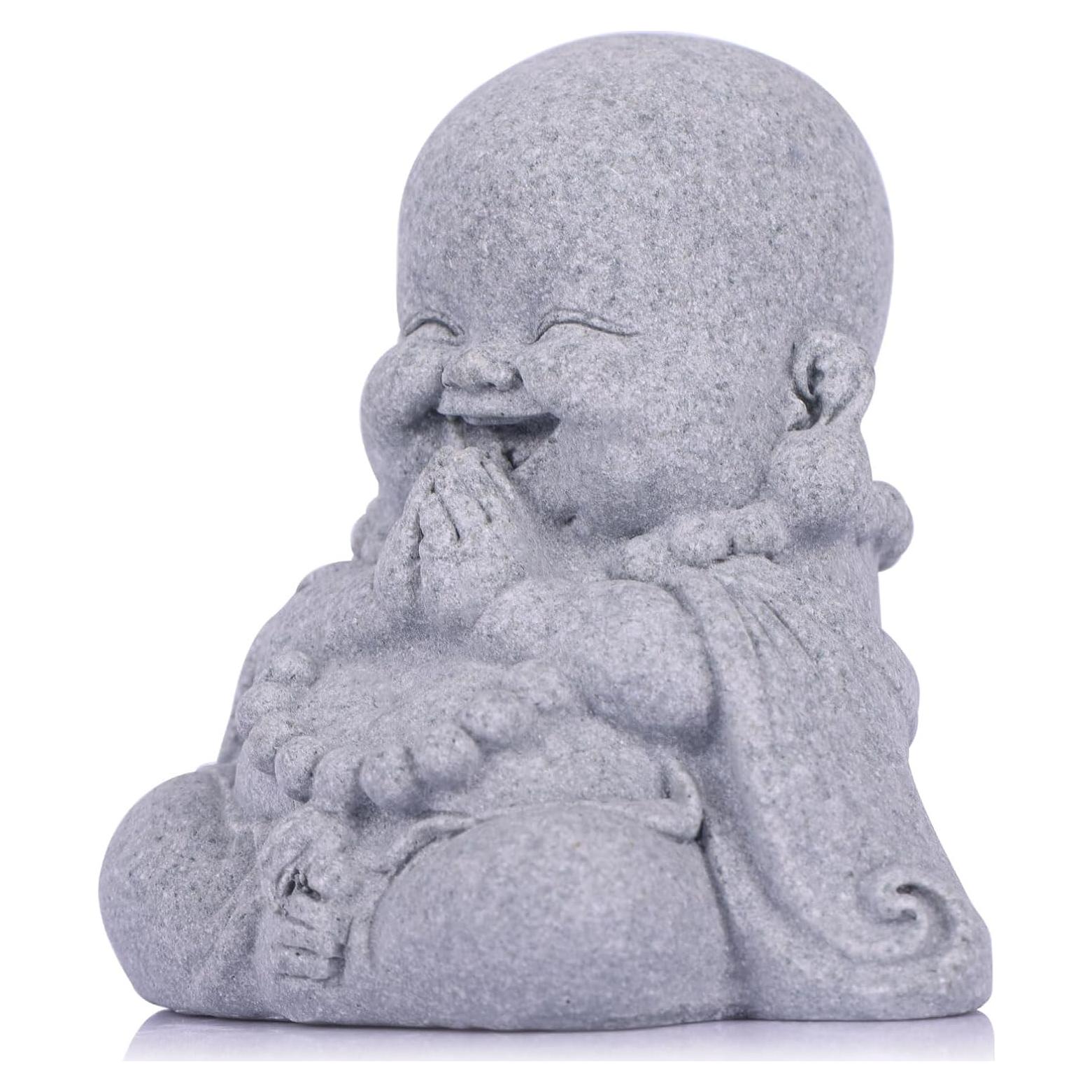 Estatua de Buda Riendo Mini QIANLING 8.4 cm Resina Decorativa