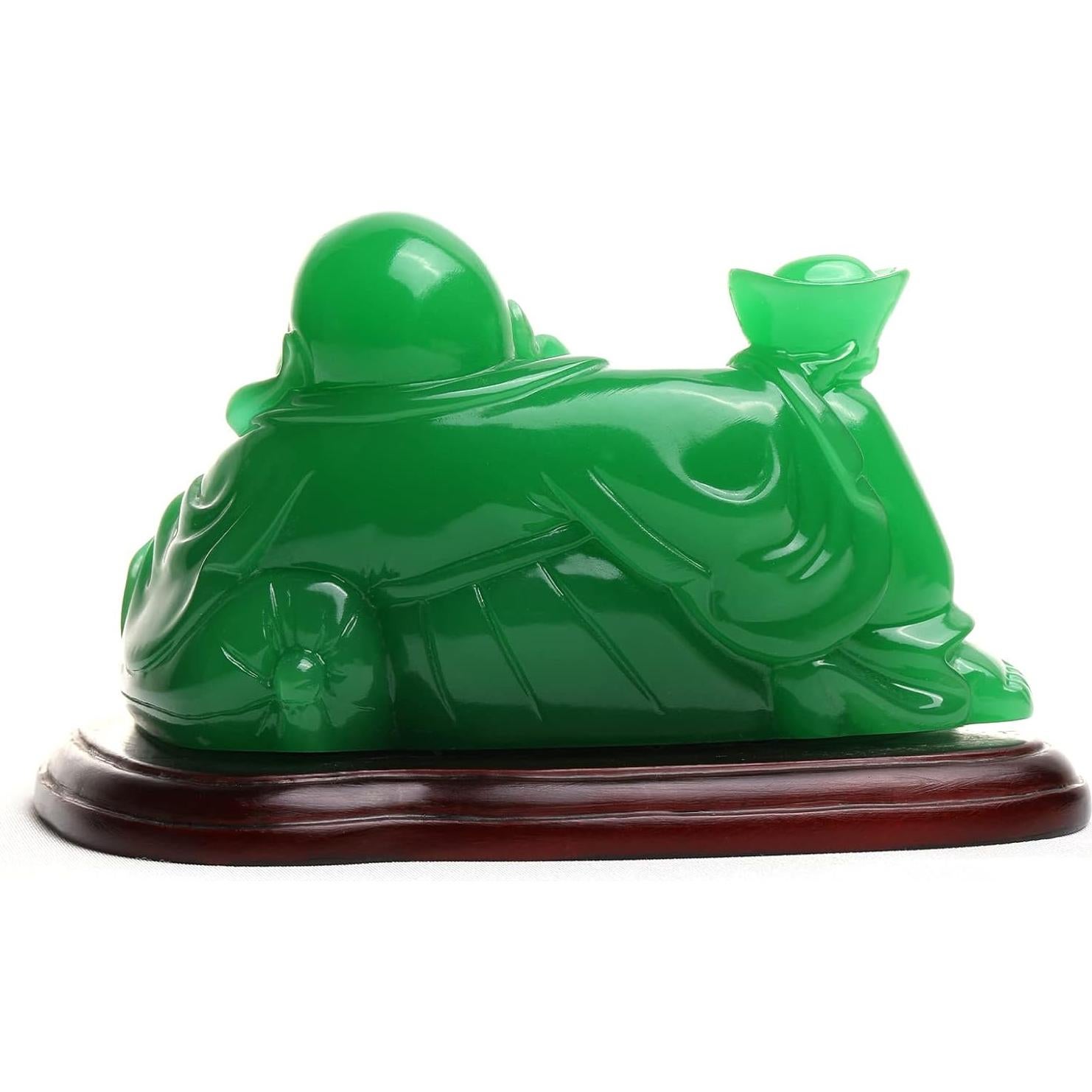 Estatua de Buda Feliz Verde JSY - Feng Shui 13.5x9.9x8.9cm