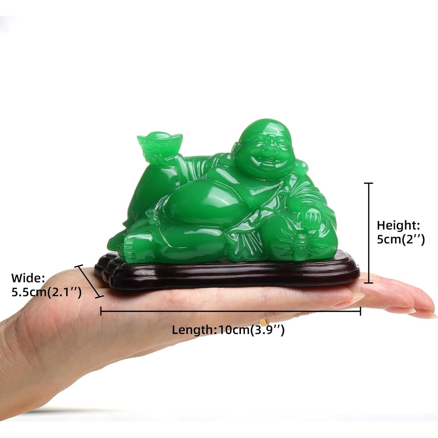 Estatua de Buda Feliz Verde JSY - Feng Shui 13.5x9.9x8.9cm