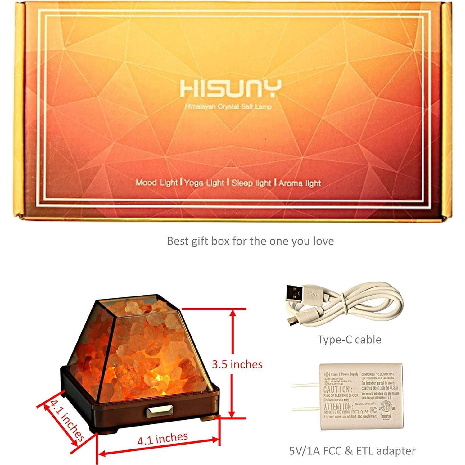 Lámpara de Sal del Himalaya HISUNY Táctil LED Rosa USB 5W