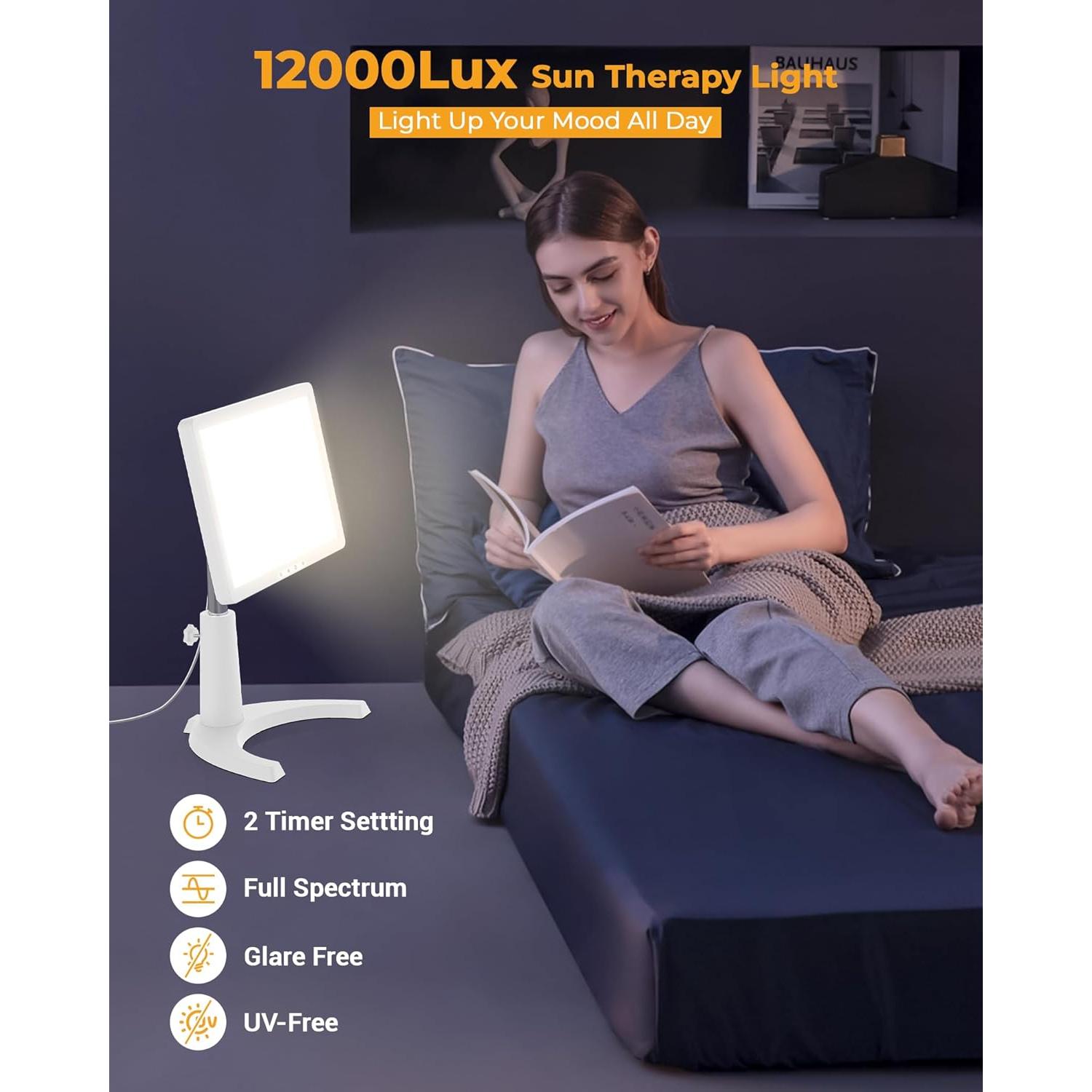 Lámpara de Terapia de Luz LED TroupePal 12000 Lux 3 en 1