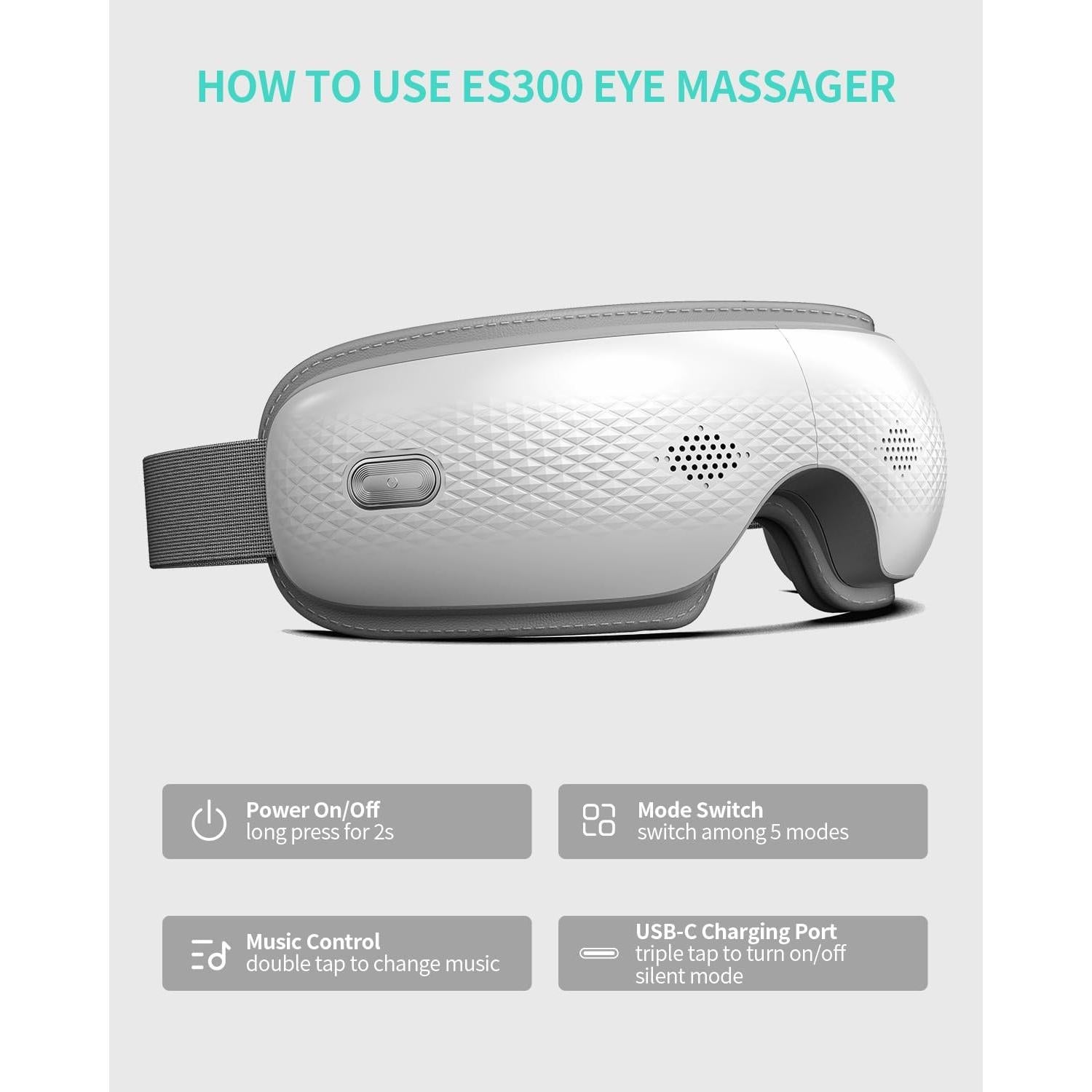 Masajeador de Ojos SKG ES300 con Calor y Música, Plegable