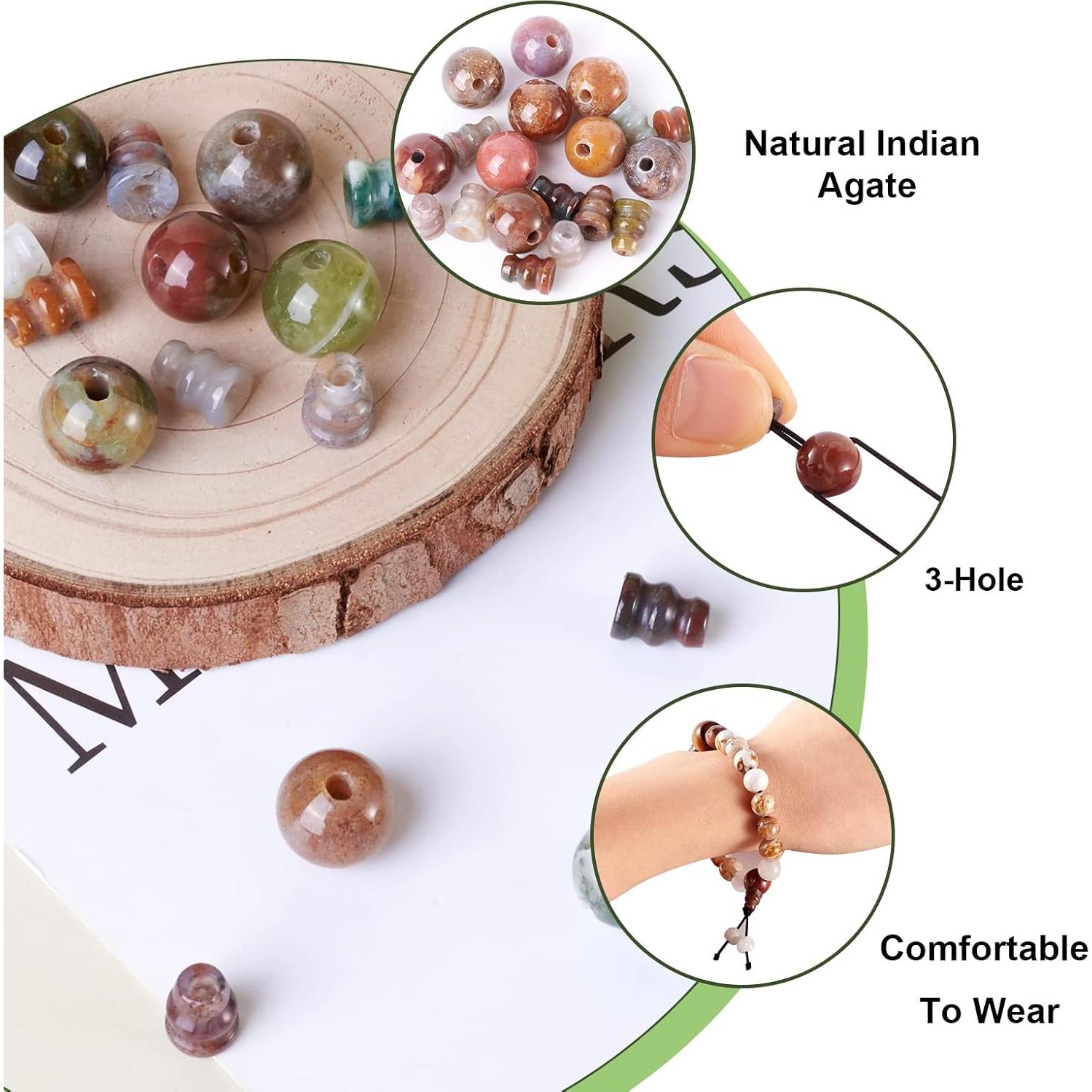 Perlas Guru de Ágata India Craftdady 10 Juegos 16.5-18mm