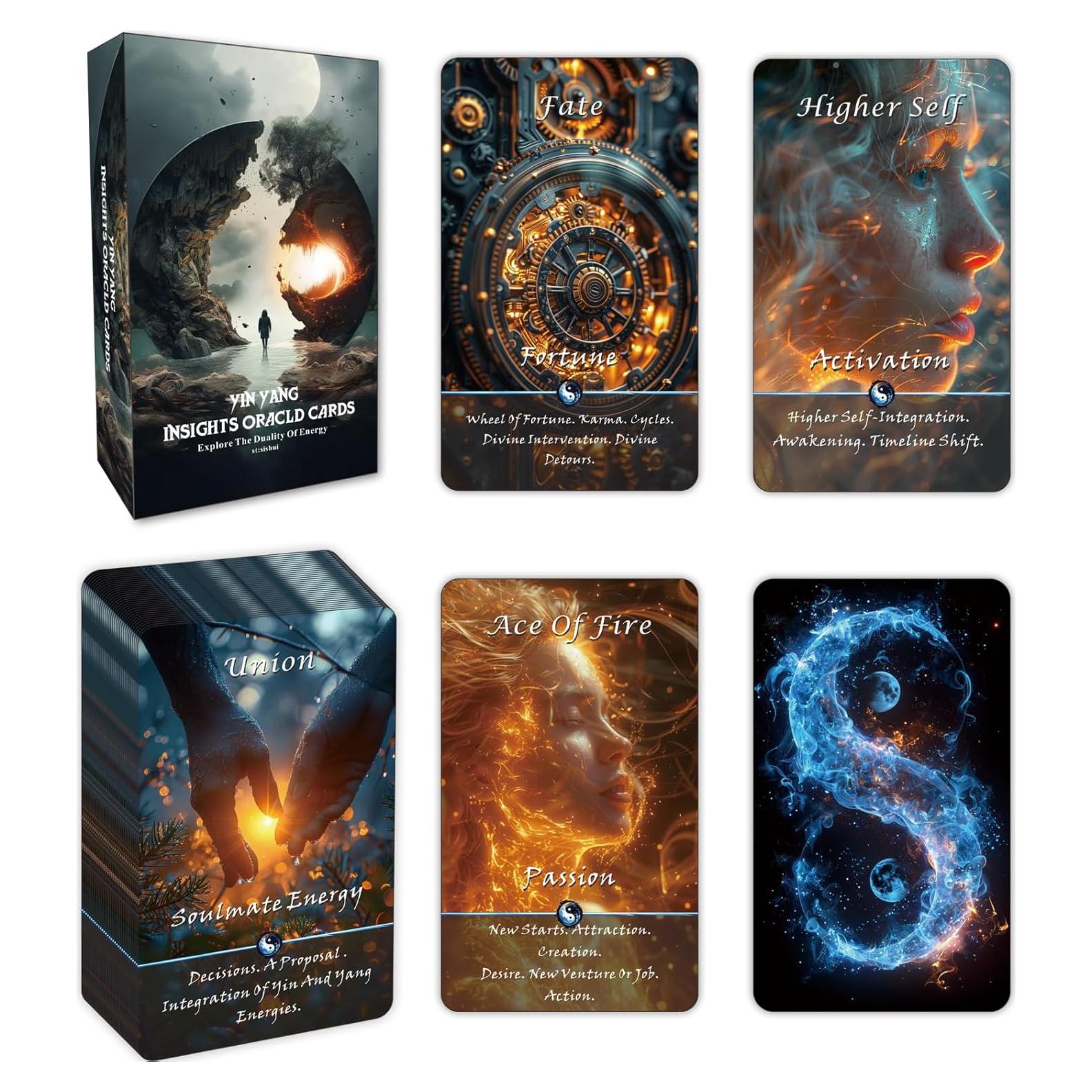 Juego de Cartas Oráculo Yin Yang Pailing - 68 Cartas para Guía Espiritual
