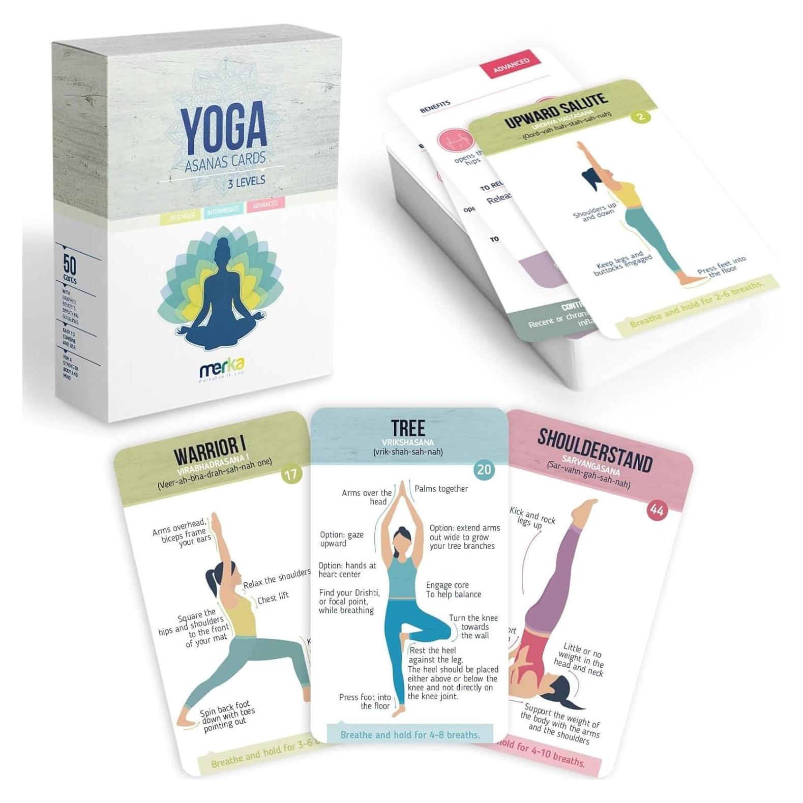 Baraja de Tarjetas de Yoga Merka - 50 Posturas en Sánscrito
