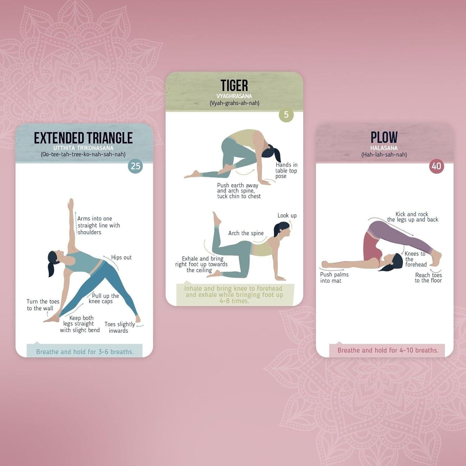 Baraja de Tarjetas de Yoga Merka - 50 Posturas en Sánscrito