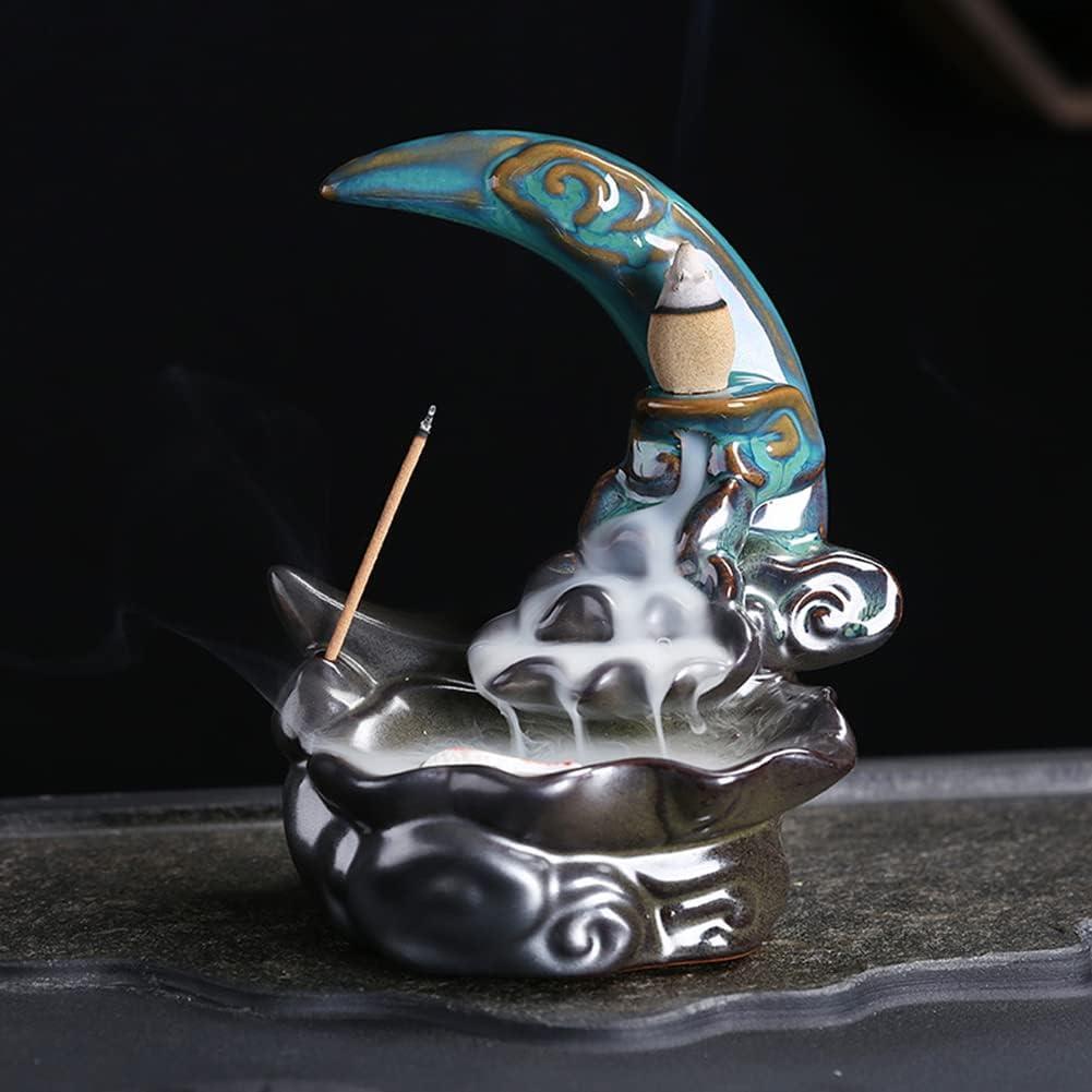 Soporte de Incienso Cerámica Direkame Luna con 30 Conos y Varitas