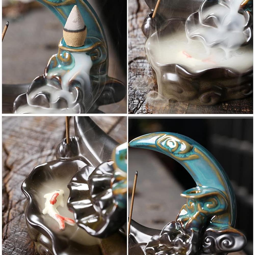 Soporte de Incienso Cerámica Direkame Luna con 30 Conos y Varitas