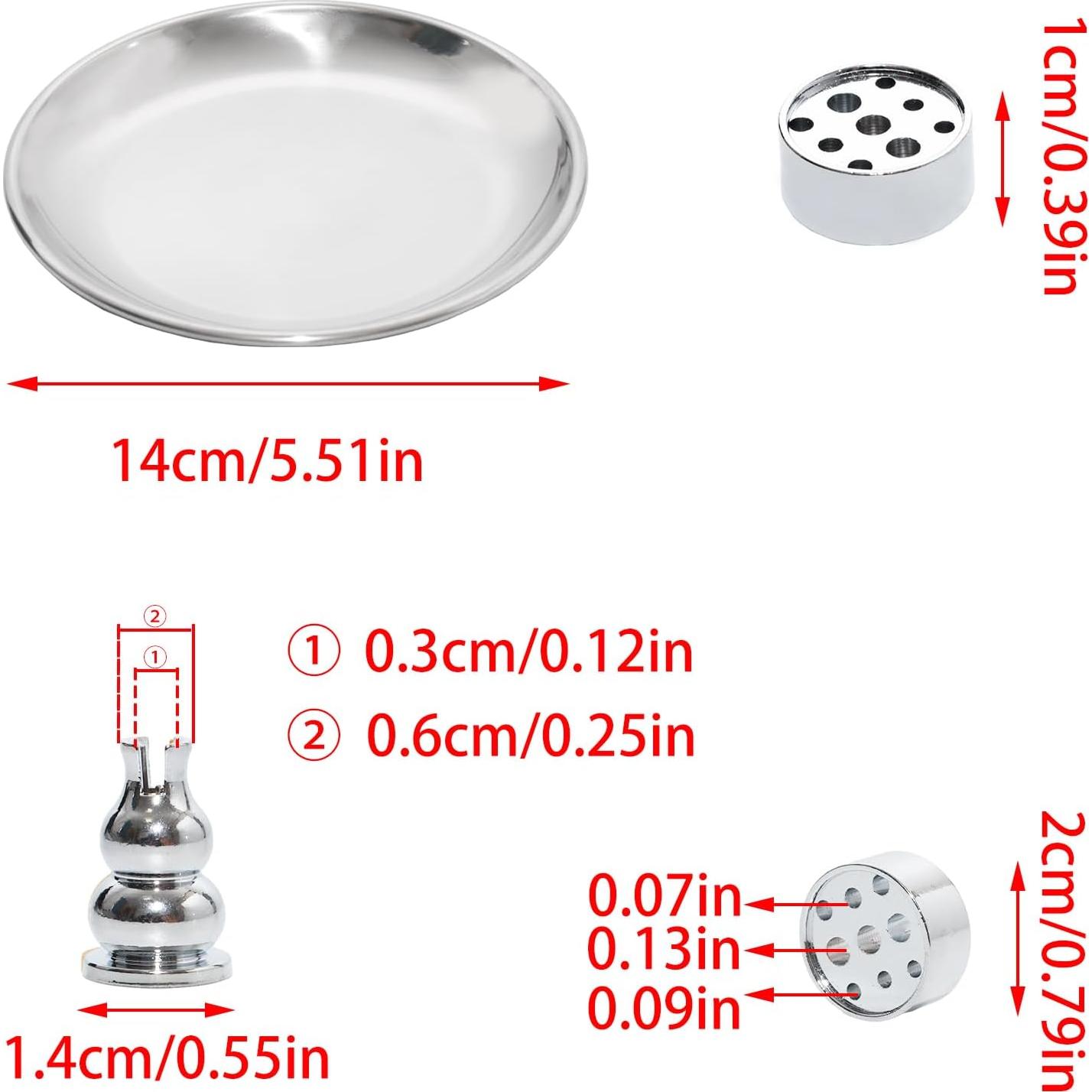 Set de quemador de incienso Pocoxll 3 en 1 metal plateado