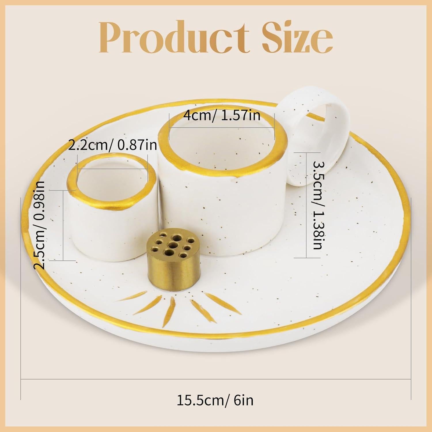 Soporte de Incienso 5 en 1 SelfTek Cerámica Blanco 15 cm