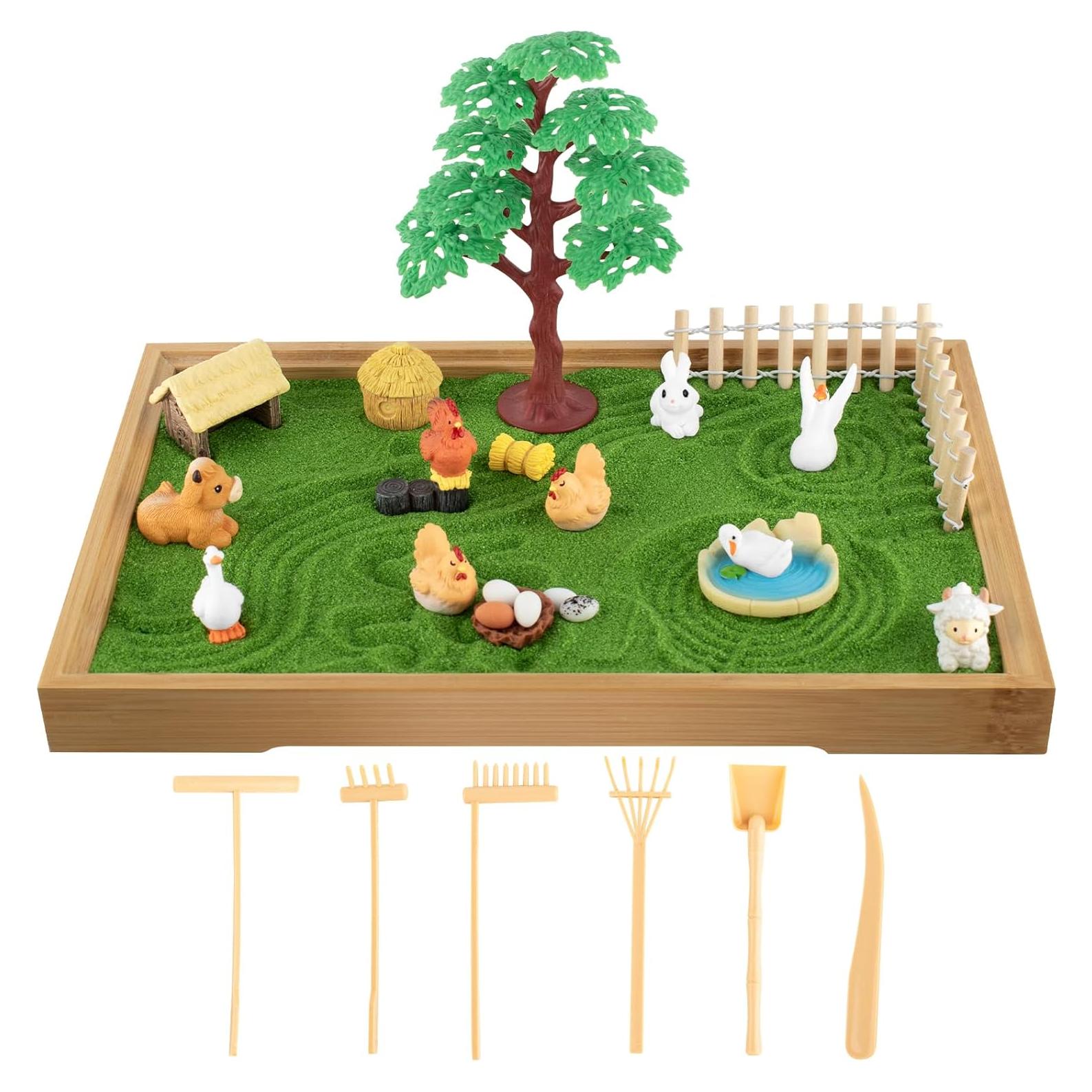 Kit Jardín Zen 31 Pcs YSSPOY con Bandeja Madera y Rastrillo