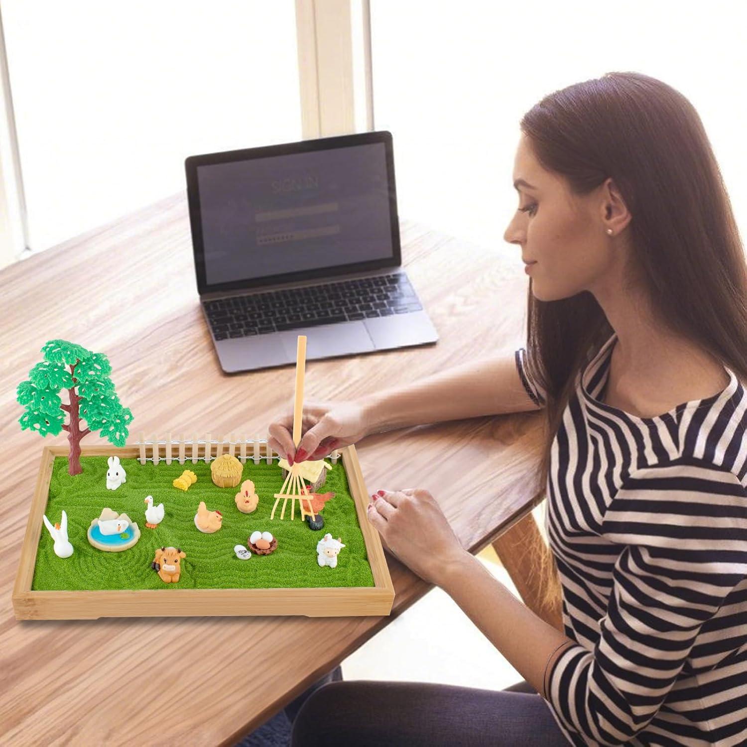 Kit Jardín Zen 31 Pcs YSSPOY con Bandeja Madera y Rastrillo