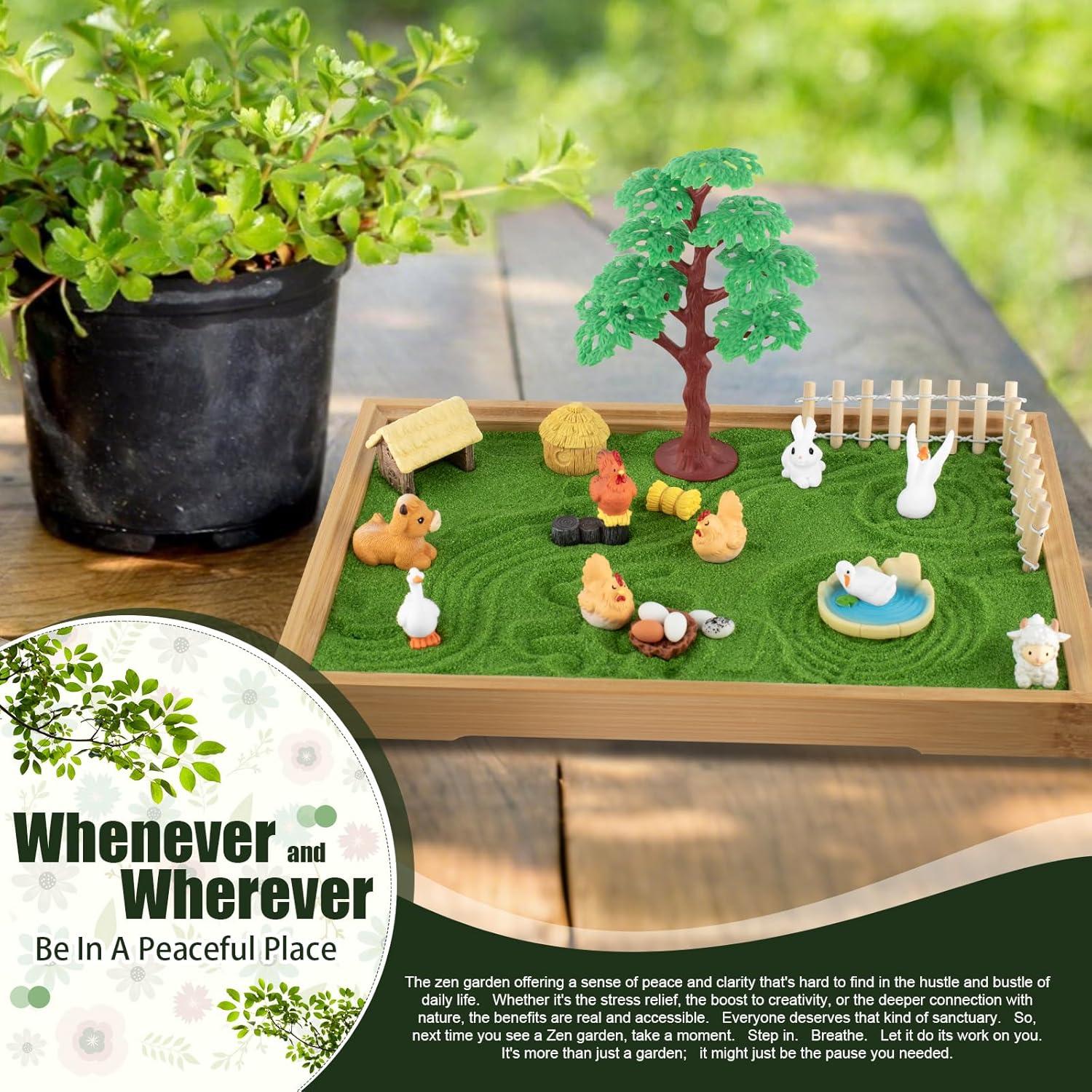 Kit Jardín Zen 31 Pcs YSSPOY con Bandeja Madera y Rastrillo