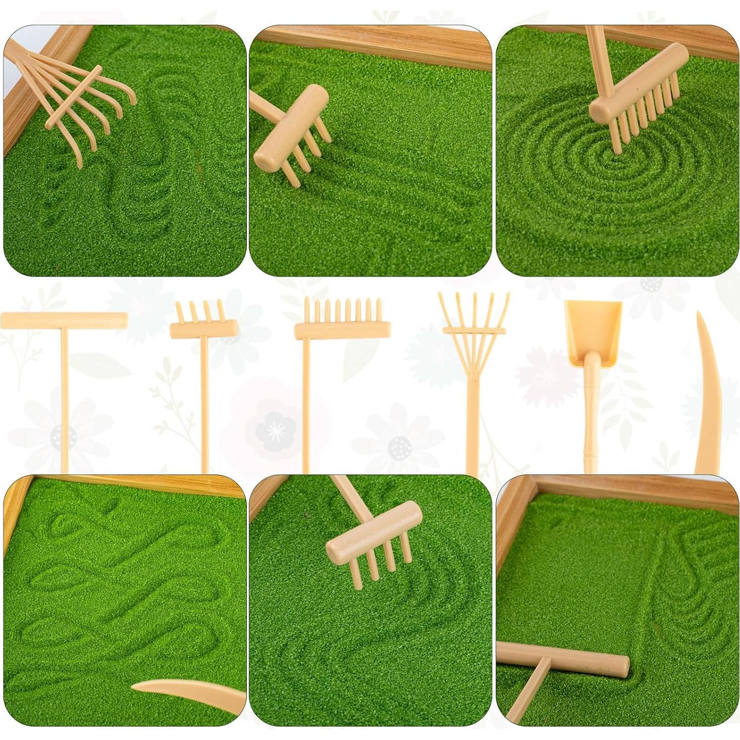 Kit Jardín Zen 31 Pcs YSSPOY con Bandeja Madera y Rastrillo
