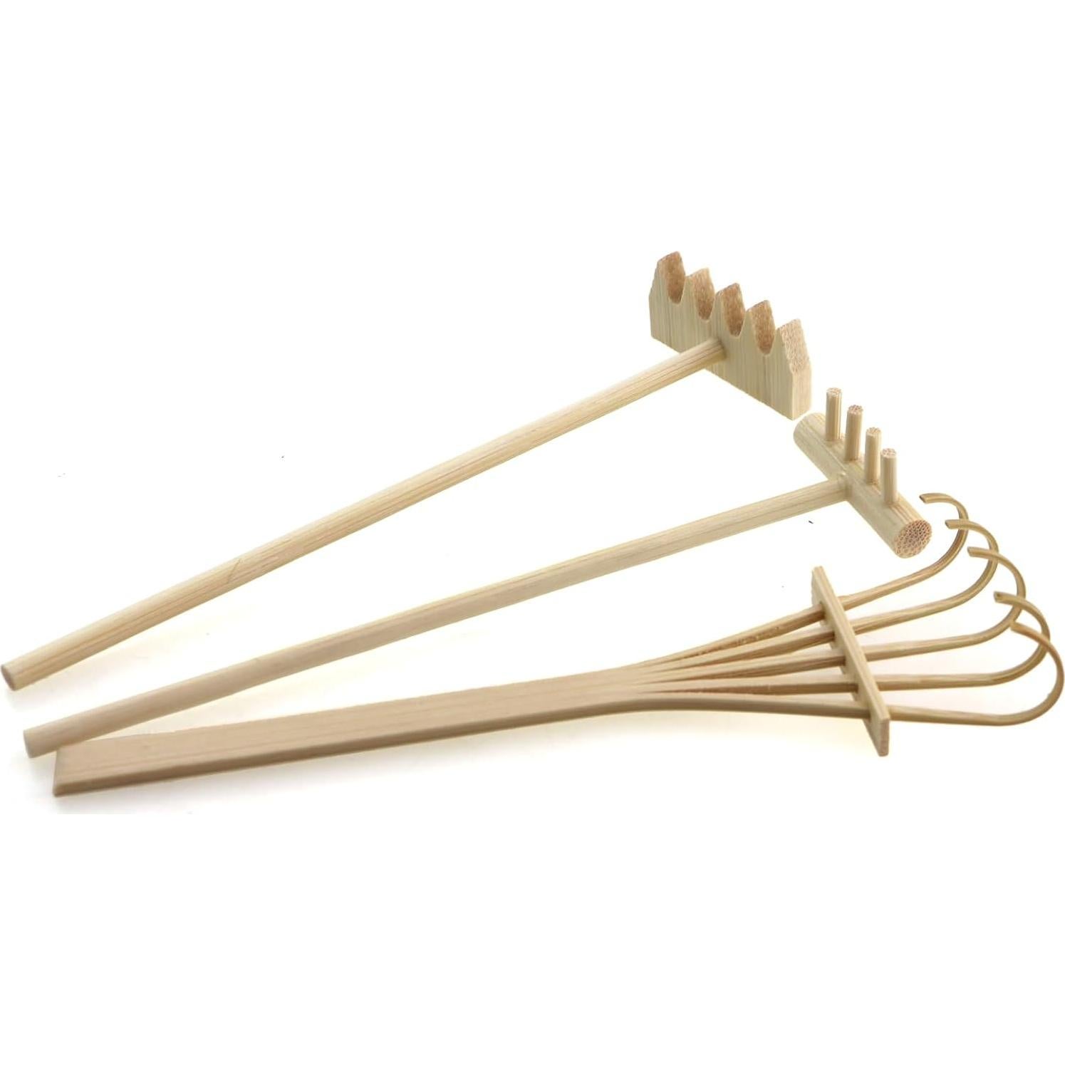 Juego de 3 Rastrillos de Jardín Zen de Bambú - Decoración de Escritorio