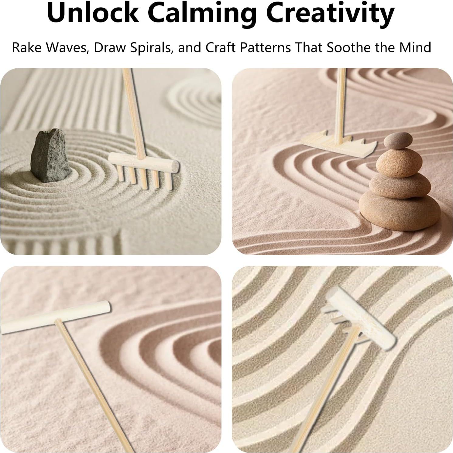 5 Herramientas de Rastrillo de Jardín Zen YAFIYGI Miniatura