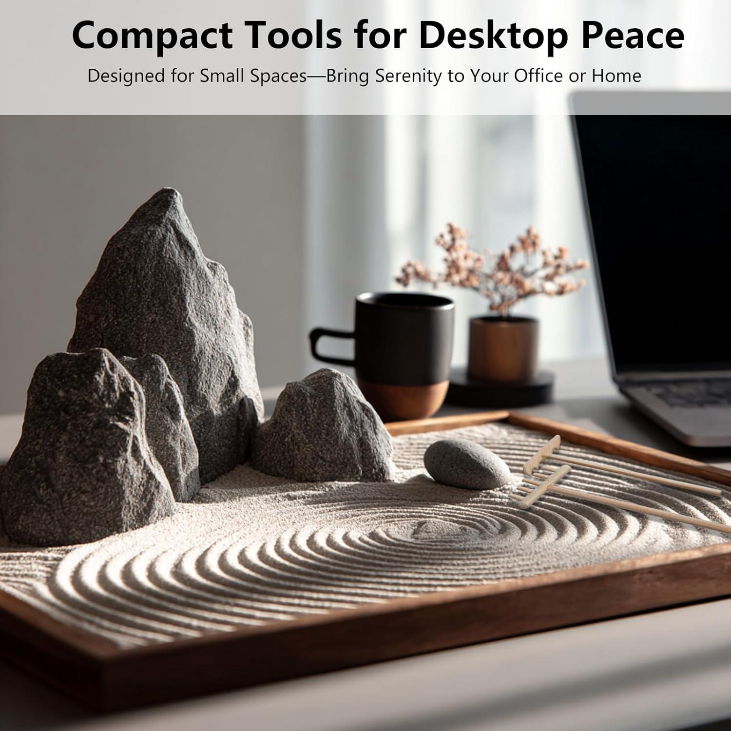 5 Herramientas de Rastrillo de Jardín Zen YAFIYGI Miniatura