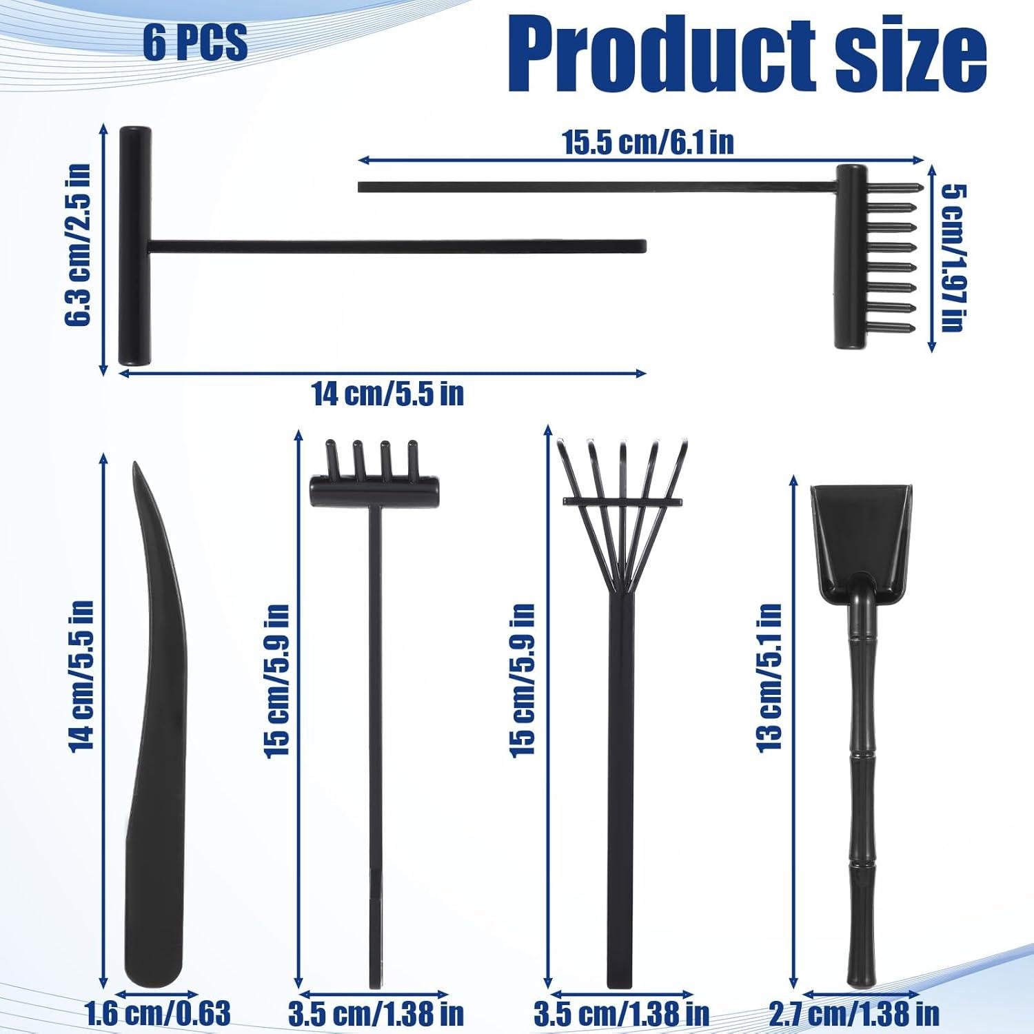 Kit de Jardín Zen Mini LIQWEI 6 Piezas Accesorios Relax