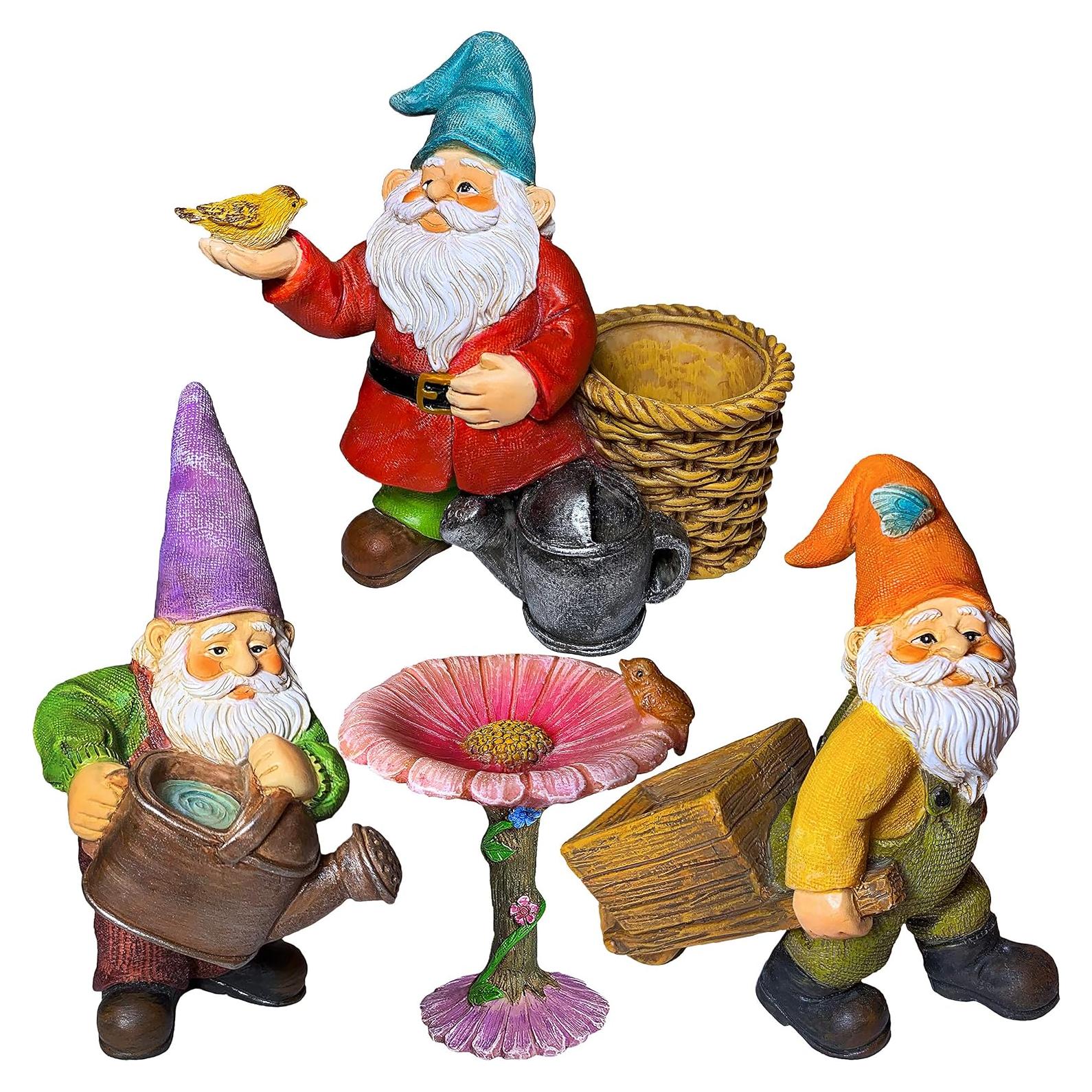 Conjunto de Gnomos de Jardín Mood Lab 4 Piezas 8.9 cm