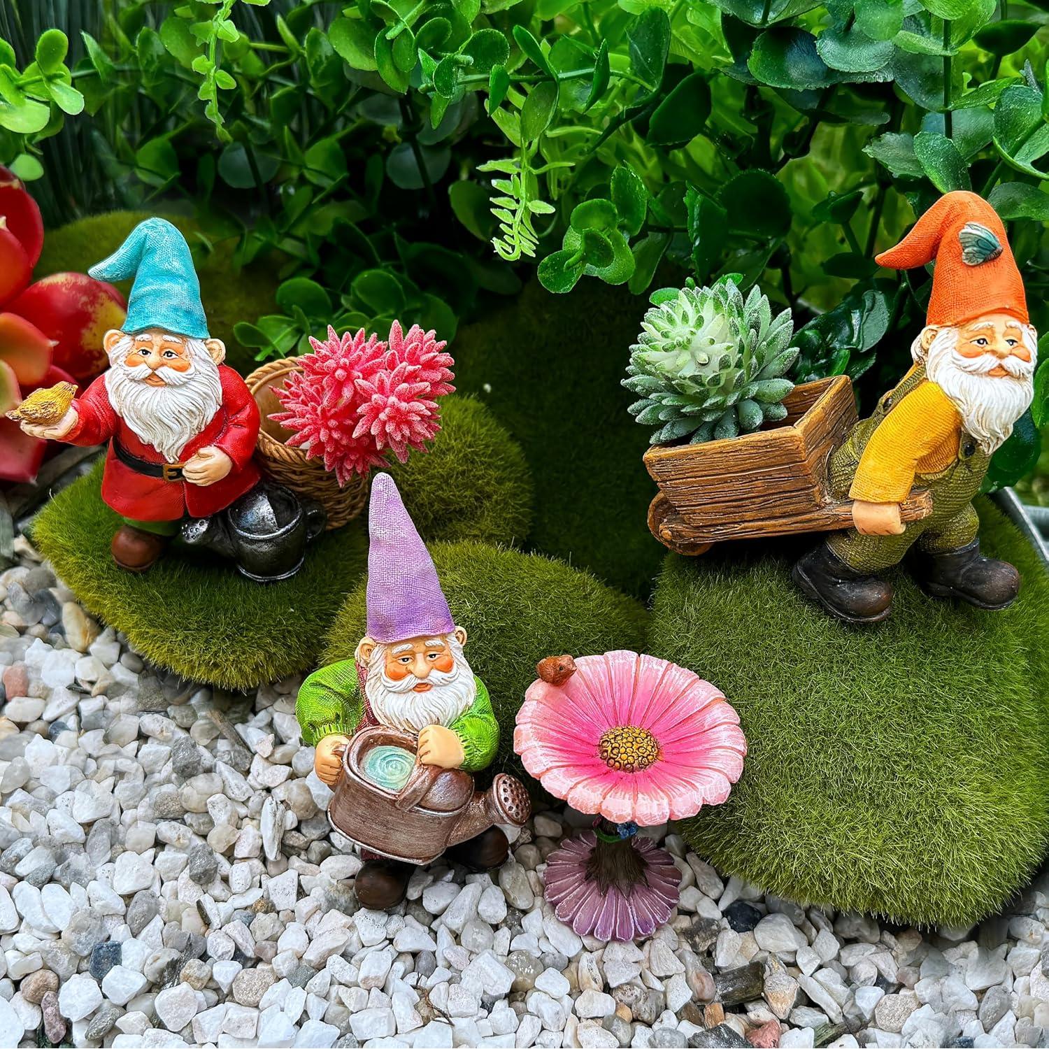 Conjunto de Gnomos de Jardín Mood Lab 4 Piezas 8.9 cm