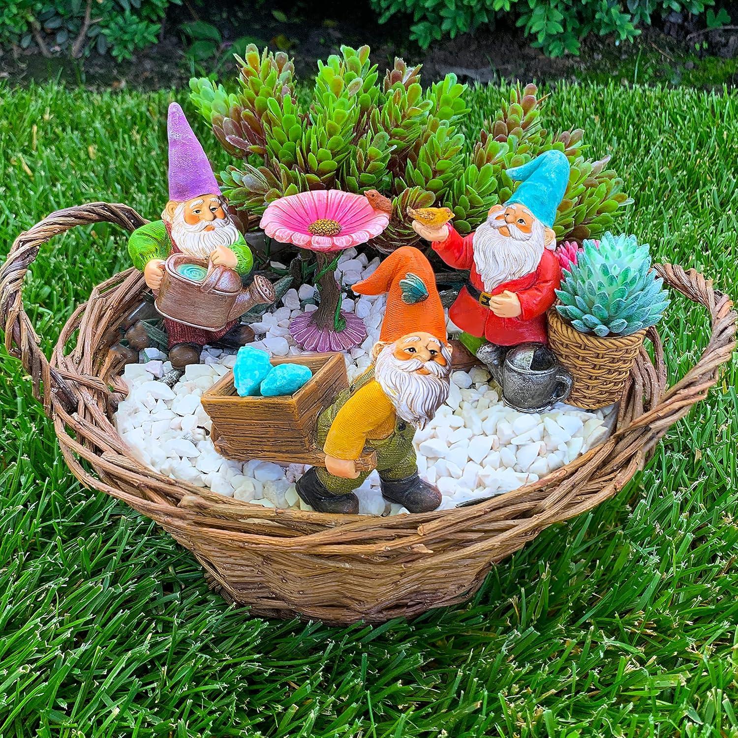 Conjunto de Gnomos de Jardín Mood Lab 4 Piezas 8.9 cm