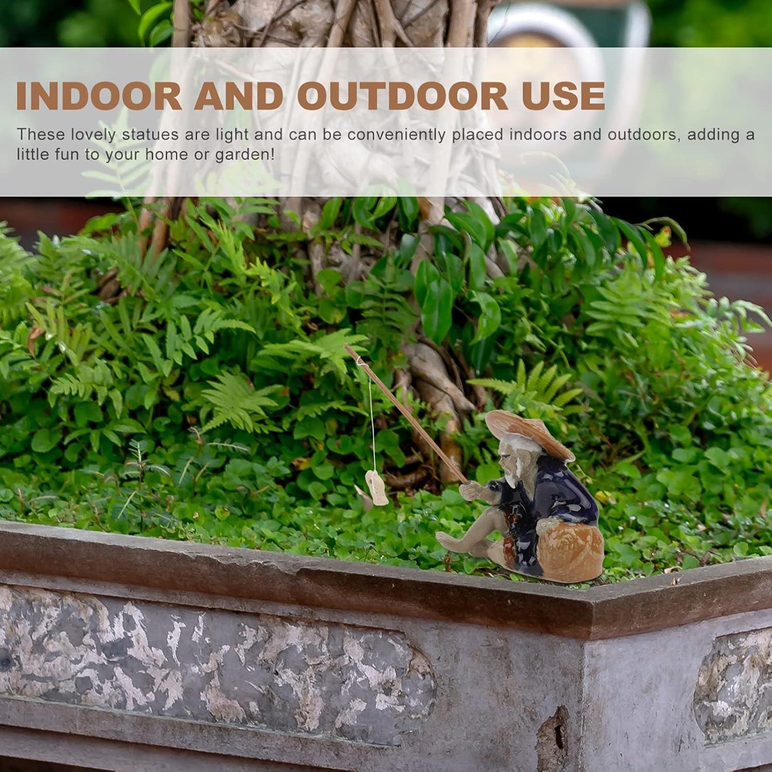 Figurita de Pescador Miniatura DOITOOL para Jardín 6x5.5 cm