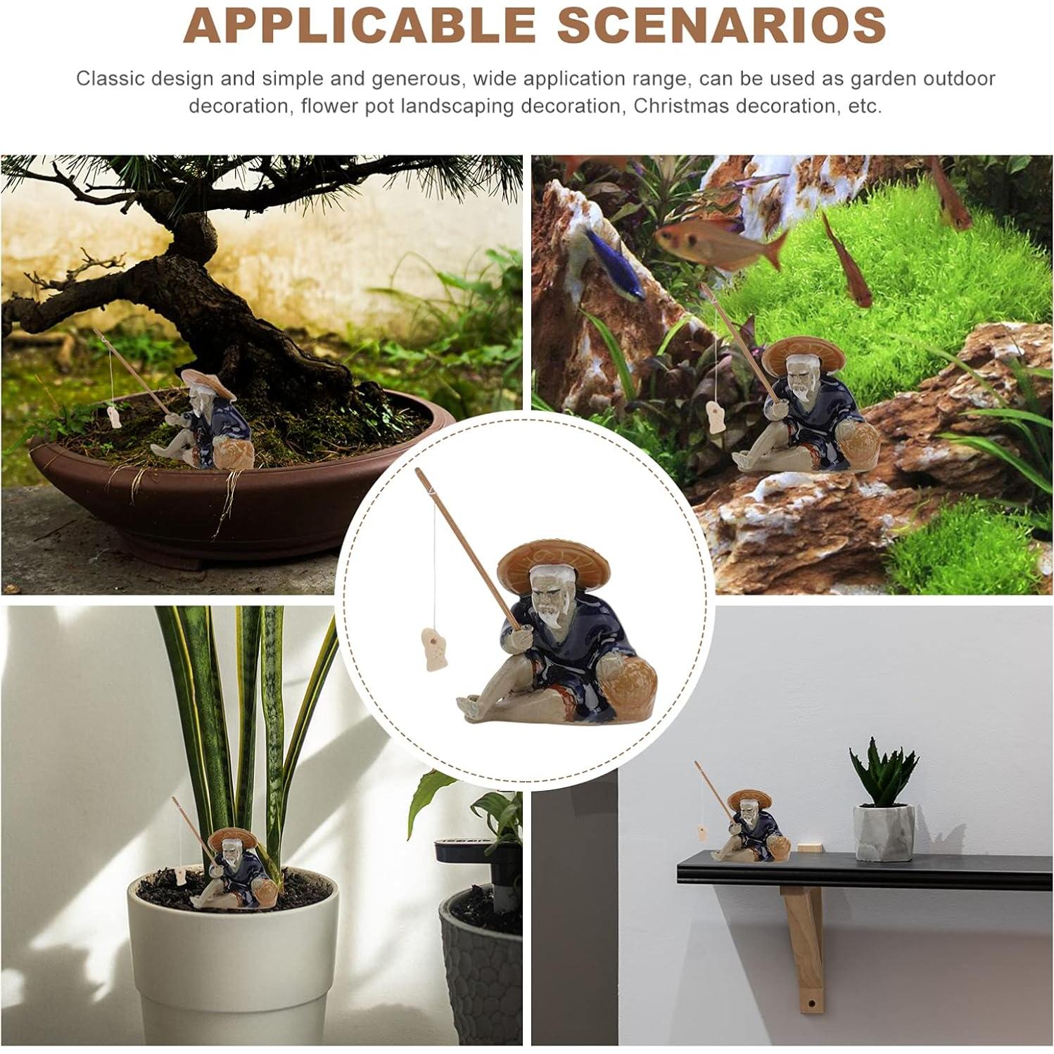 Figurita de Pescador Miniatura DOITOOL para Jardín 6x5.5 cm