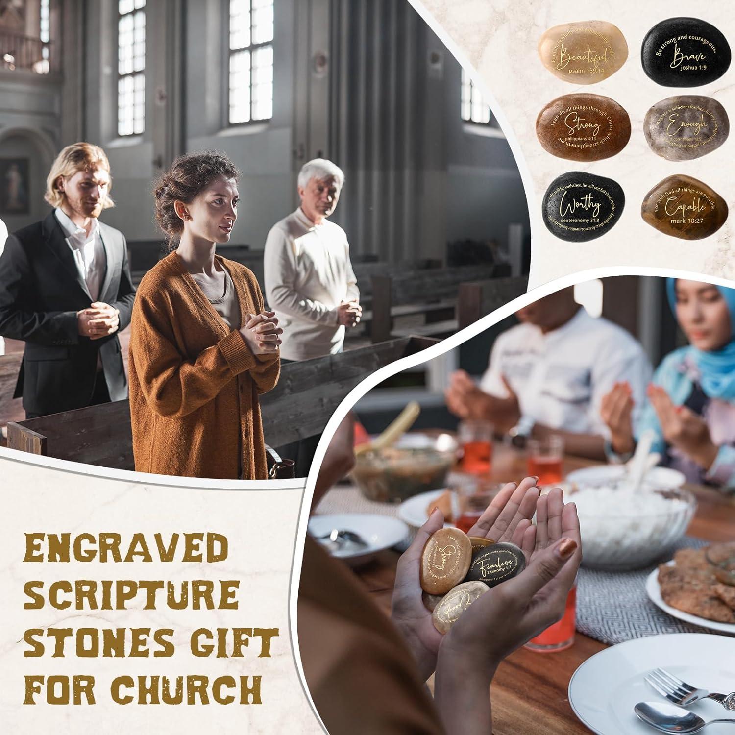 12 Piedras Inspiradoras Cristianas Grabadas Landical 4-6 cm