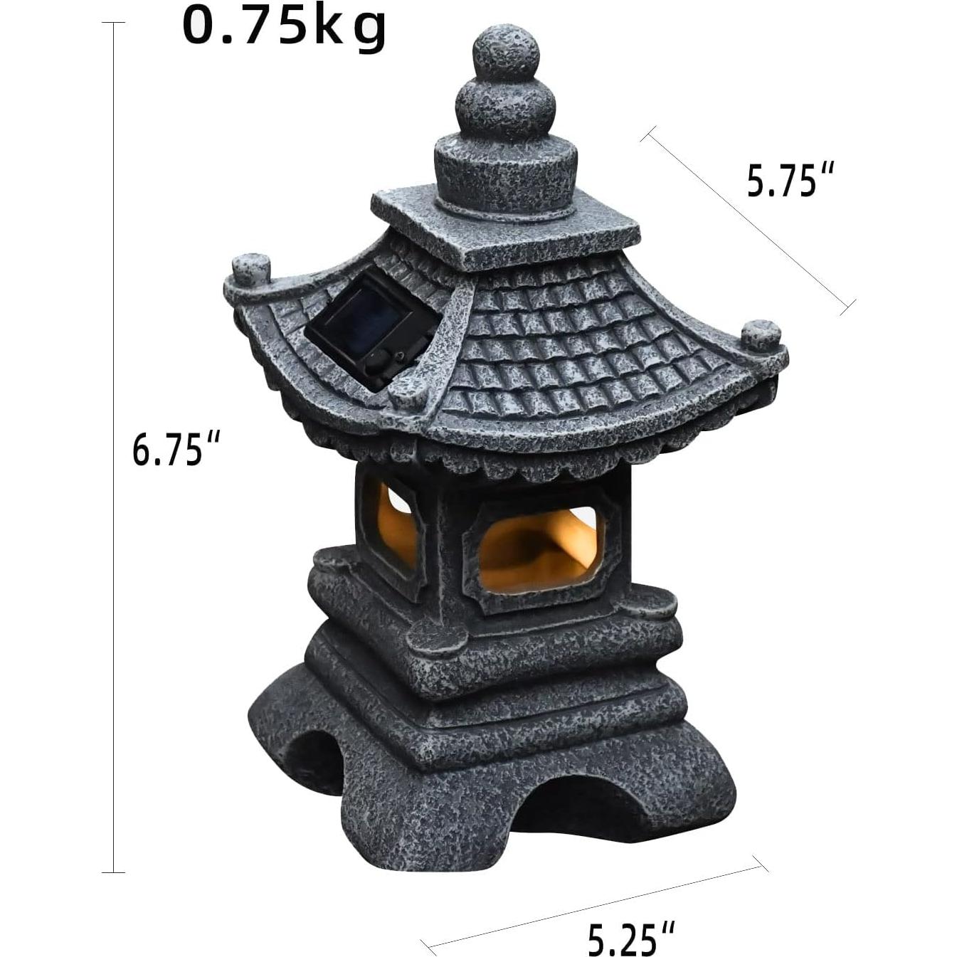 Estatua Pagoda Solar Gardenfans 17 cm con Luz LED para Jardín