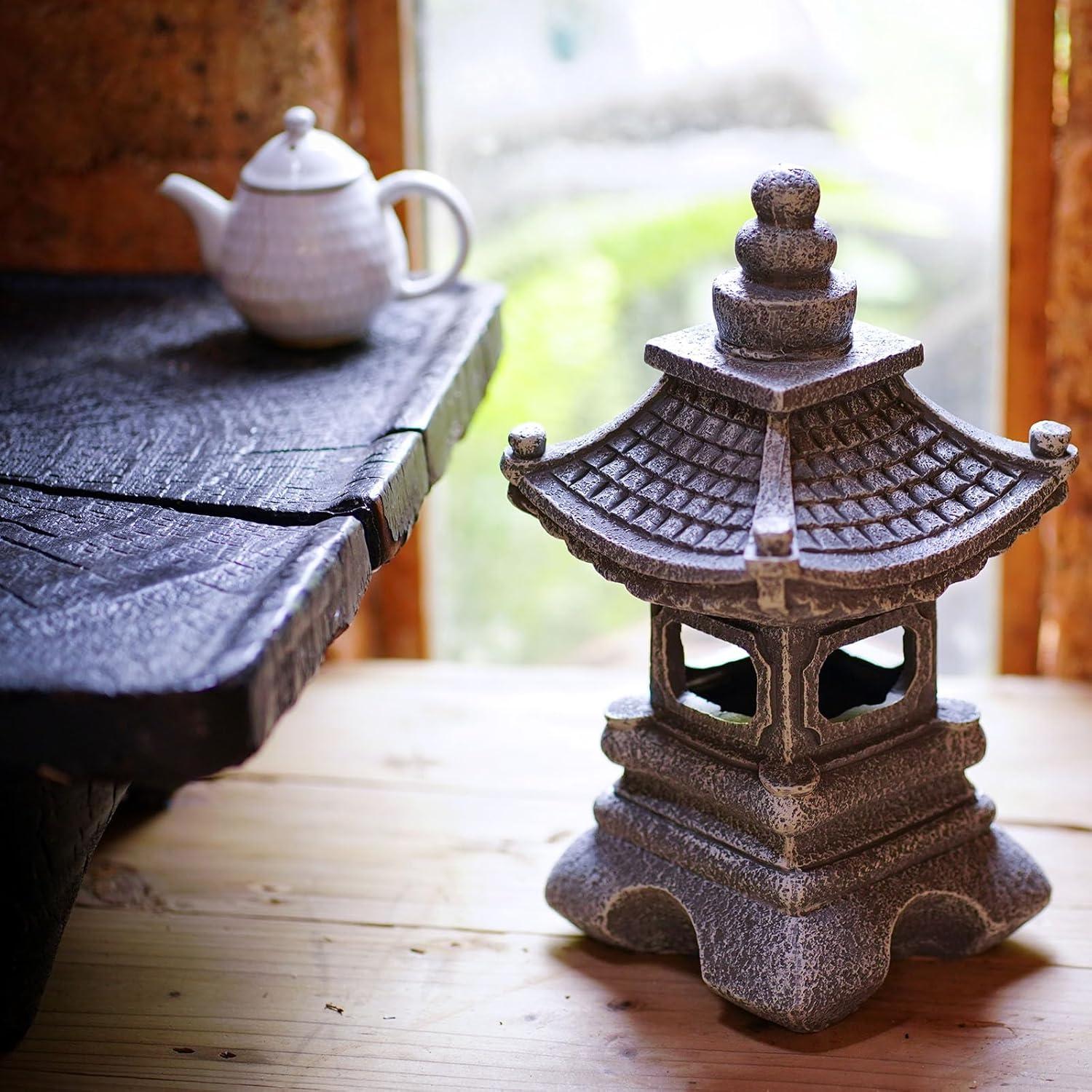 Estatua Pagoda Solar Gardenfans 17 cm con Luz LED para Jardín