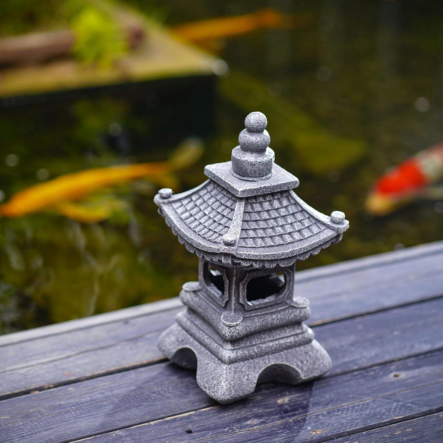 Estatua Pagoda Solar Gardenfans 17 cm con Luz LED para Jardín