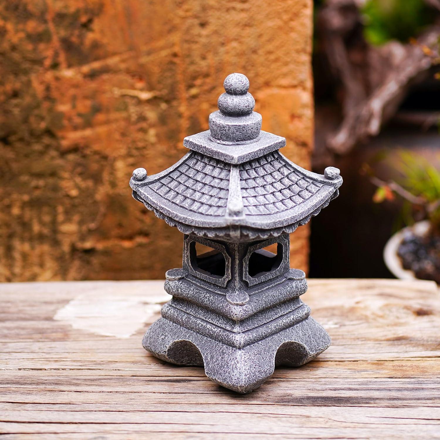 Estatua Pagoda Solar Gardenfans 17 cm con Luz LED para Jardín