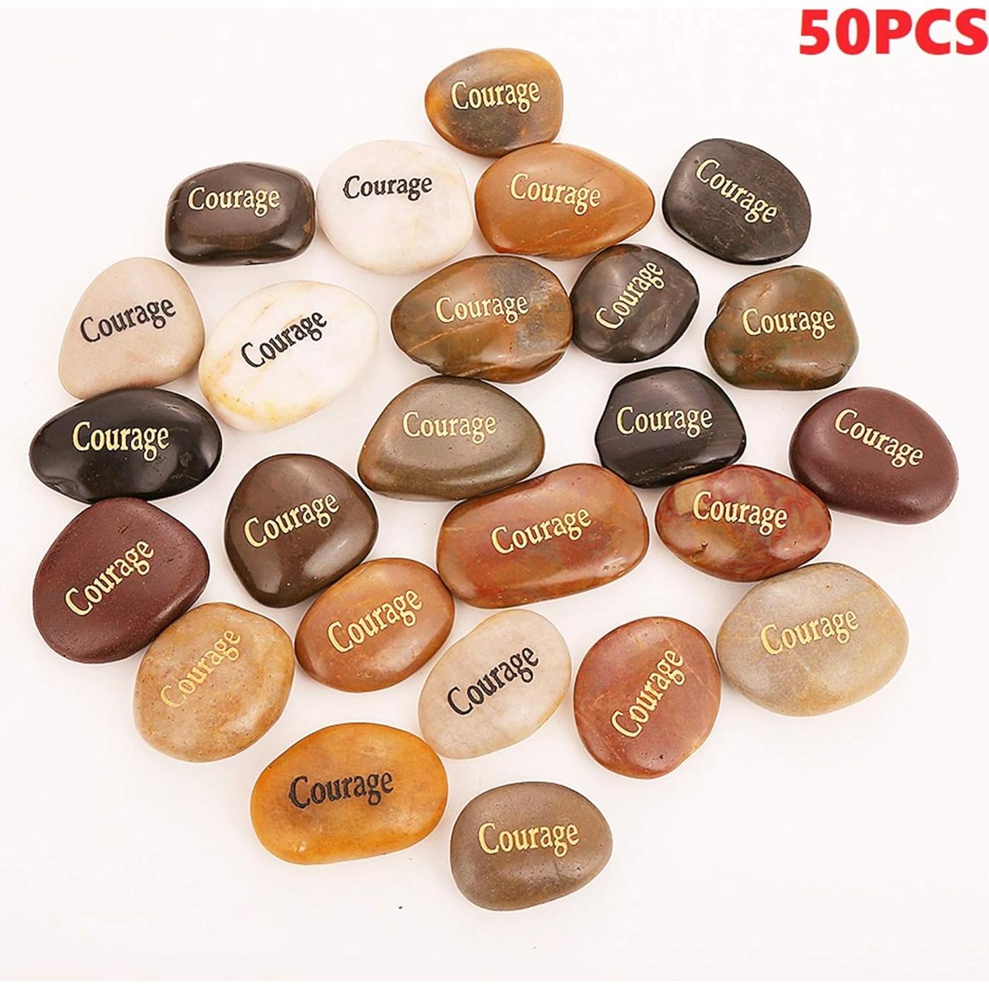 50 Piedras de Coraje RockImpact Grabadas Inspiradoras 5-8 cm