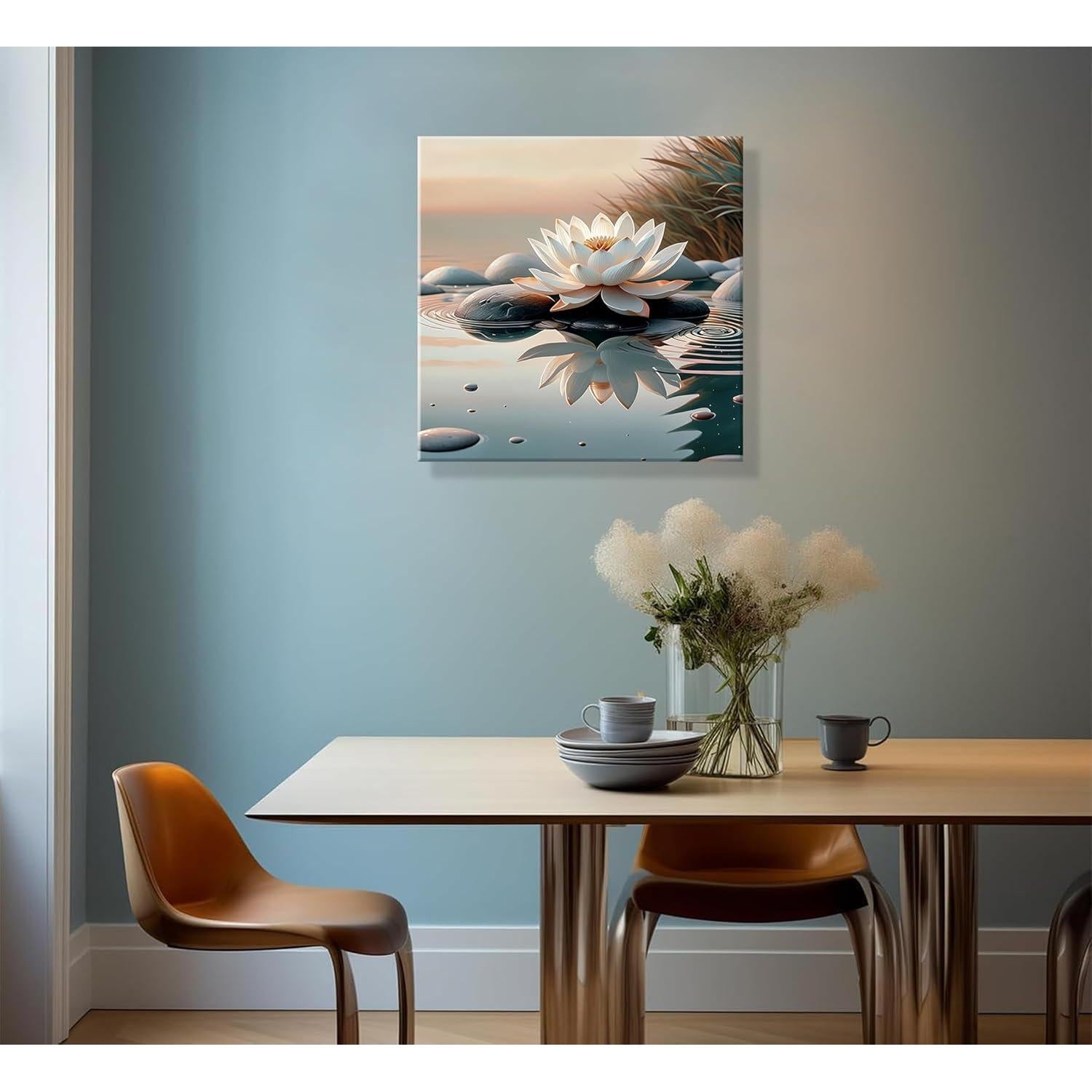 Cuadro Lienzo Zen Loto Blanco KBIERQN 30.48x30.48cm