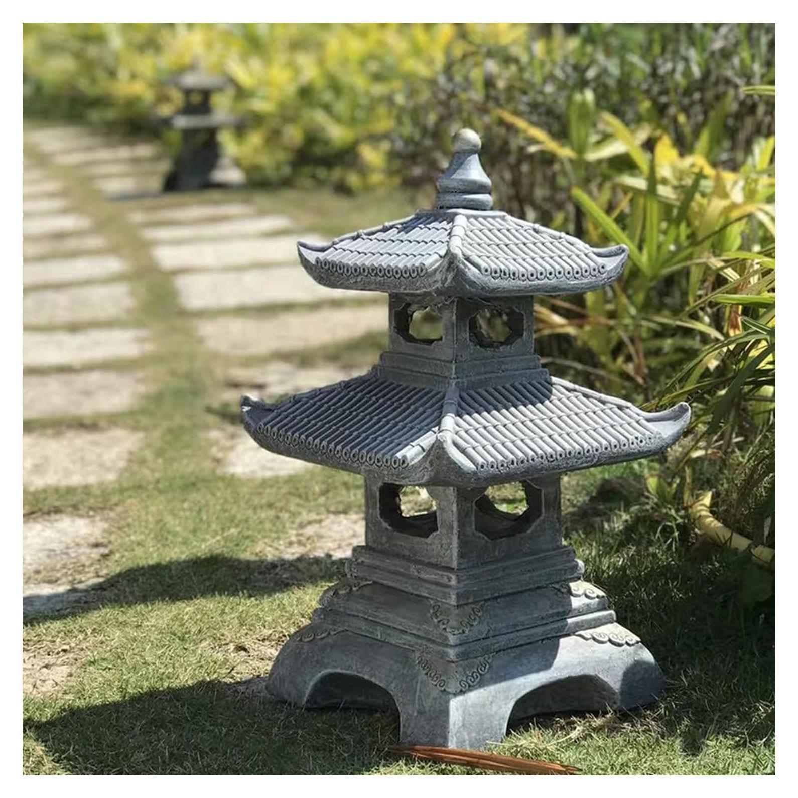 Linterna de Jardín Zen Buokaiw - Pagoda 2 Niveles 30x30x49.8cm
