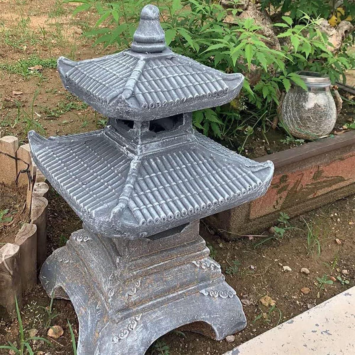 Linterna de Jardín Zen Buokaiw - Pagoda 2 Niveles 30x30x49.8cm