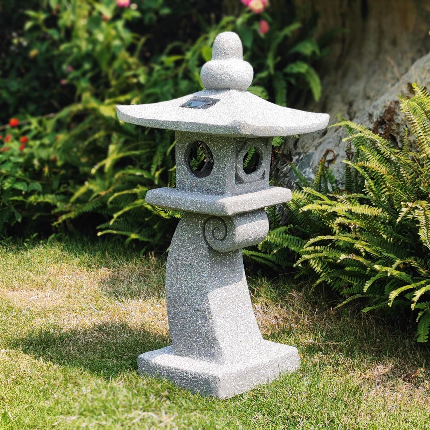 Linterna Pagoda Zen Solar ZOEJADE 71 cm Jardín Decorativa
