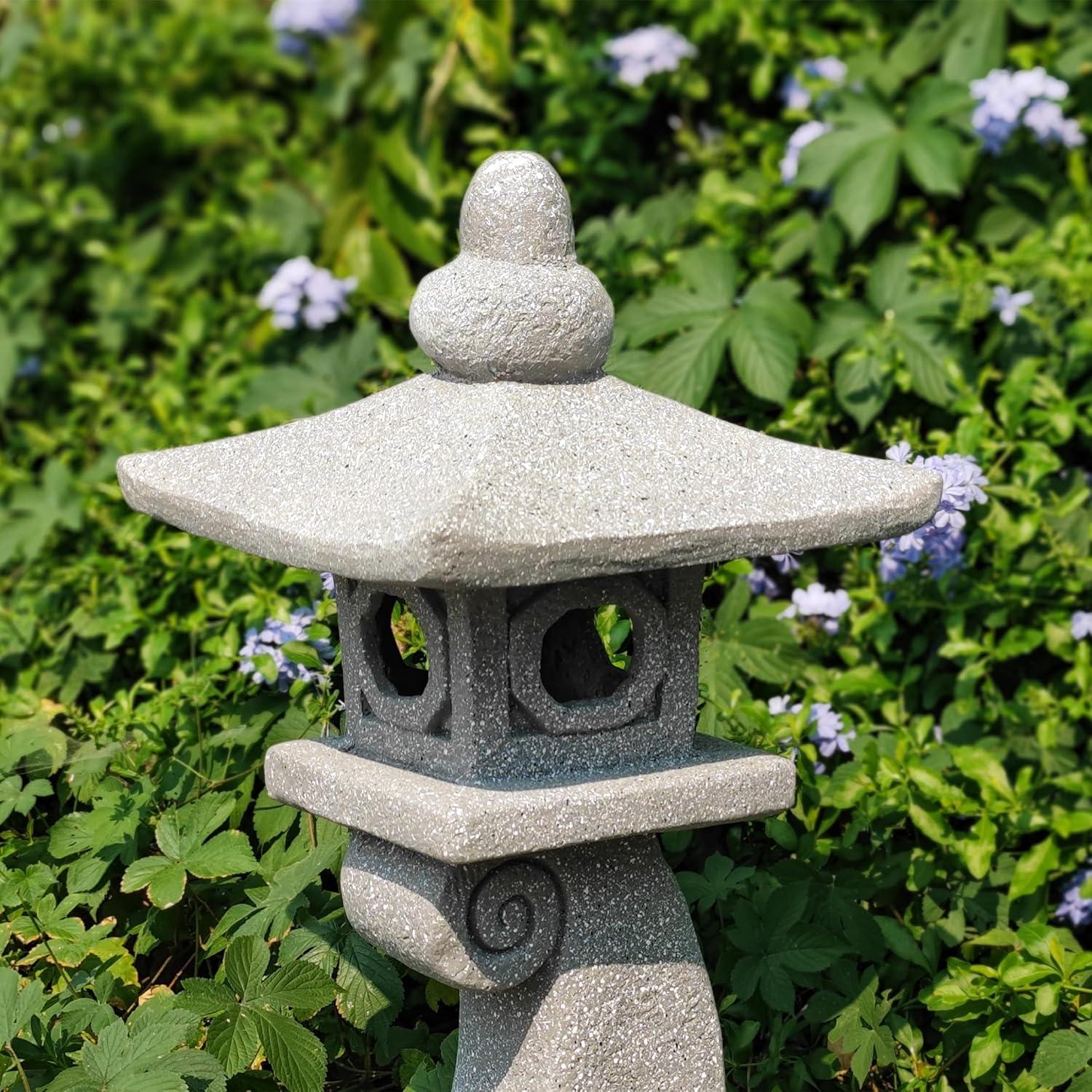 Linterna Pagoda Zen Solar ZOEJADE 71 cm Jardín Decorativa